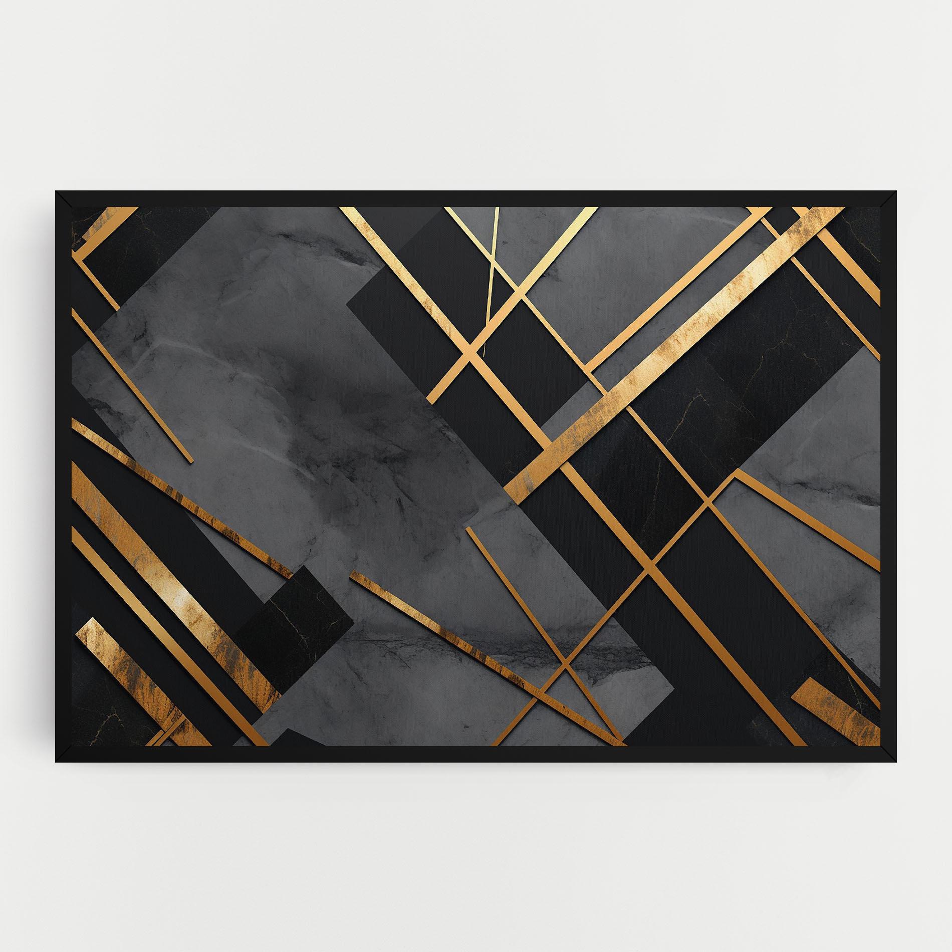 Tablou Canvas Grey Painting With Gold Lines mockup 0