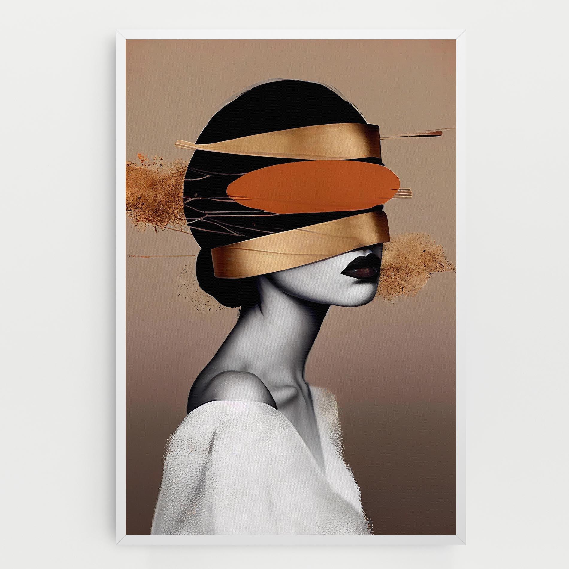 Tablou Canvas Woman With Gold Lines mockup 0