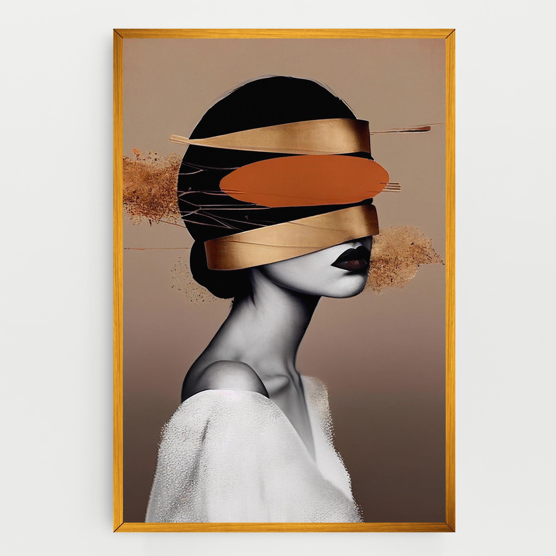 Tablou Canvas Woman With Gold Lines mockup 0