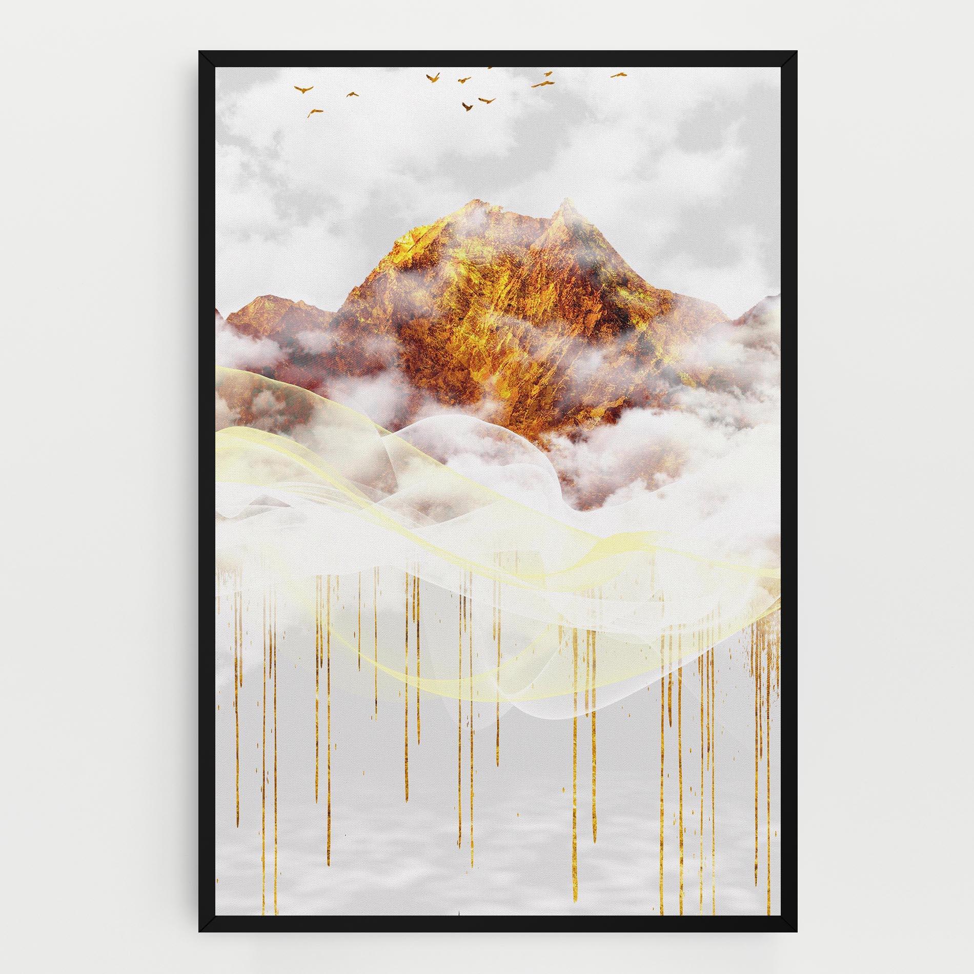 Tablou Canvas Abstract Golden Landscape 3 mockup 0