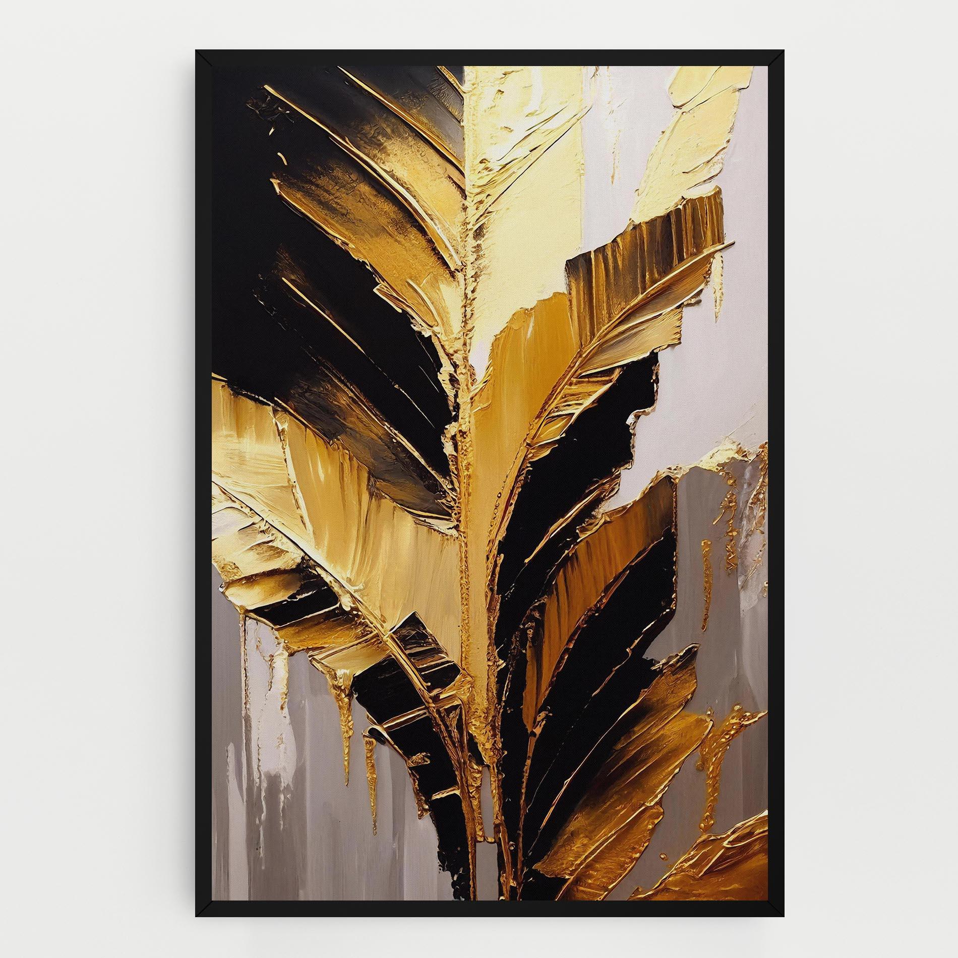 Tablou Canvas Balck With Gold Leafs mockup 0