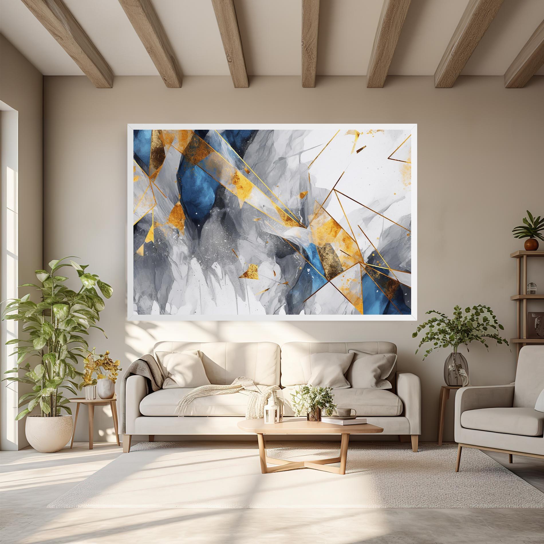 Tablou Canvas Abstract Gold Blue Pattern mockup 6