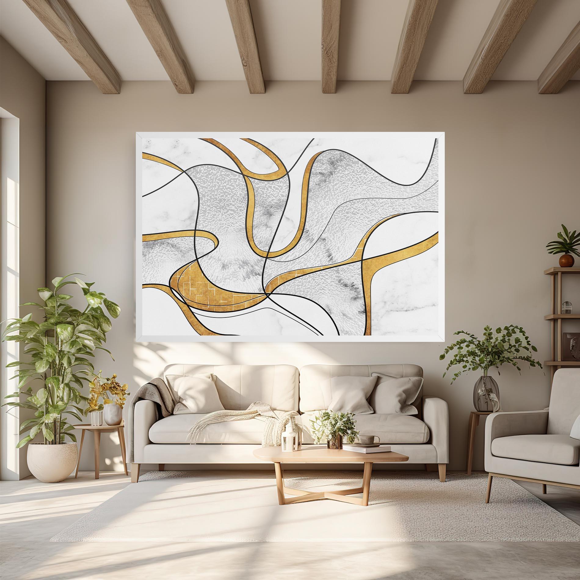 Tablou Canvas Abstract Gold Lines mockup 6