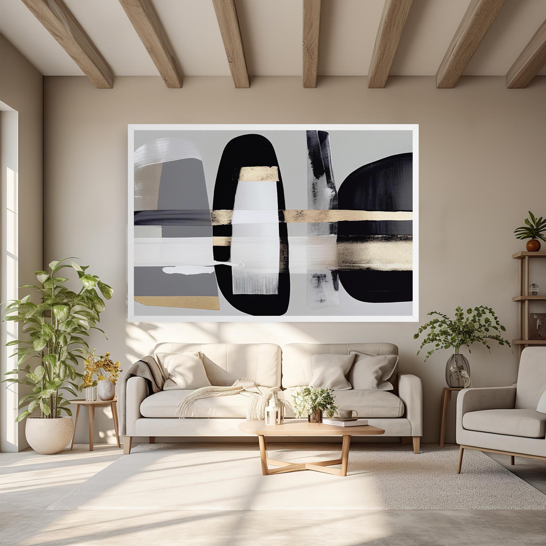 Tablou Canvas Abstract Gold Painting With Black mockup 6