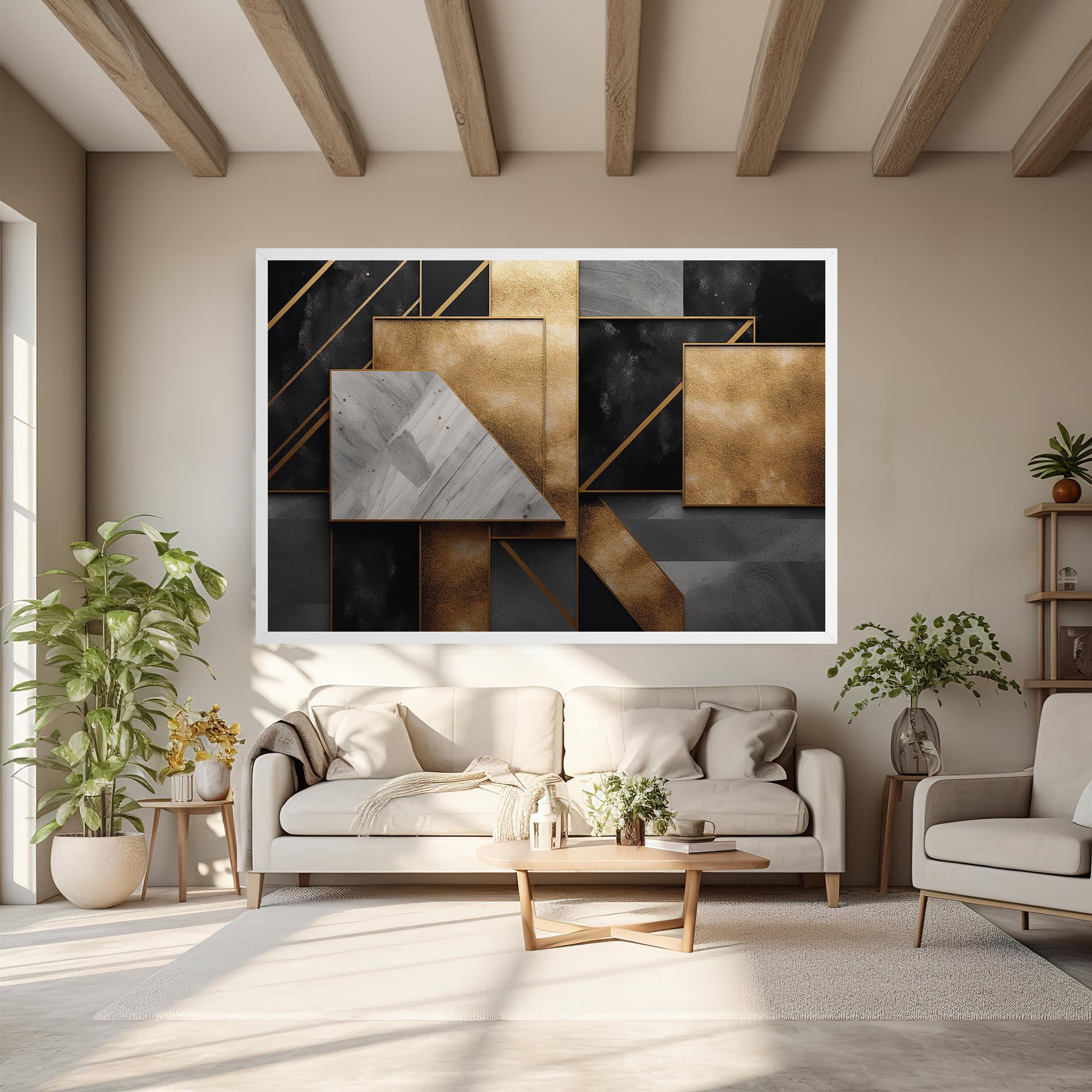 Tablou Canvas Abstract Gold Square mockup 6