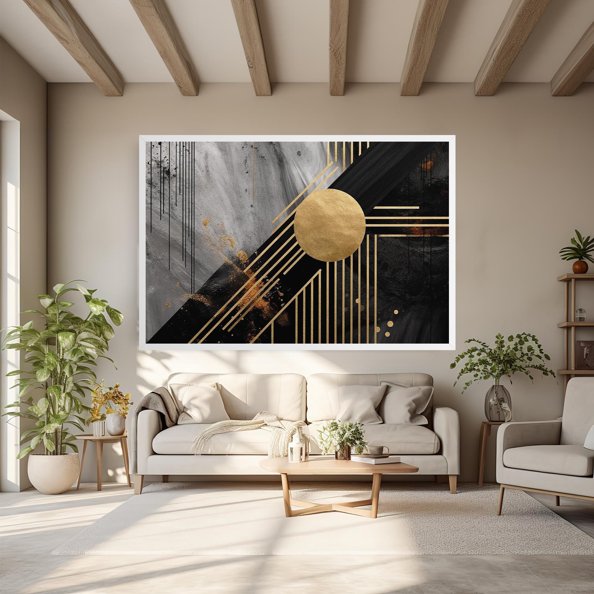 Tablou Canvas Gold Circle With Lines mockup 6