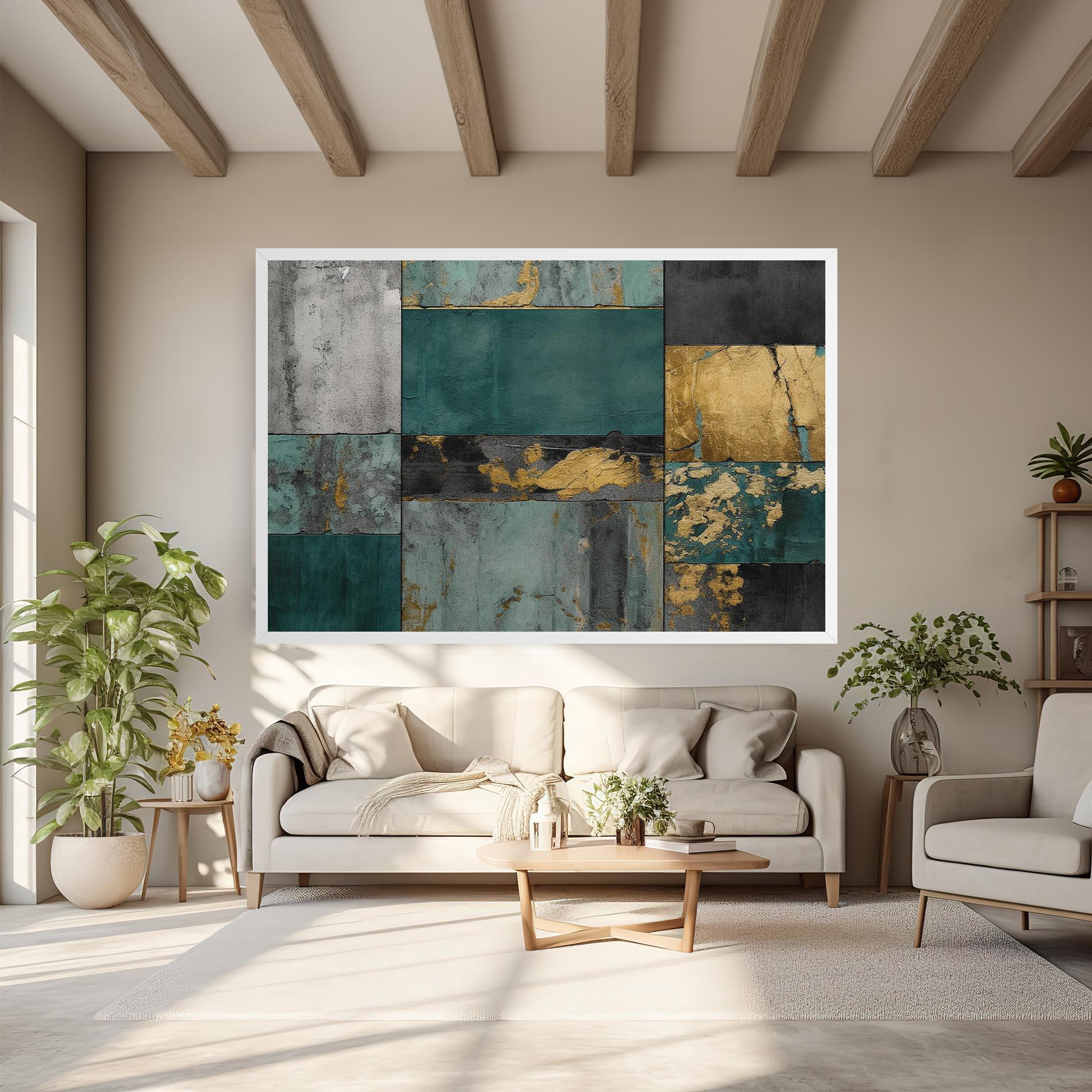 Tablou Canvas Golden Green Painting mockup 6