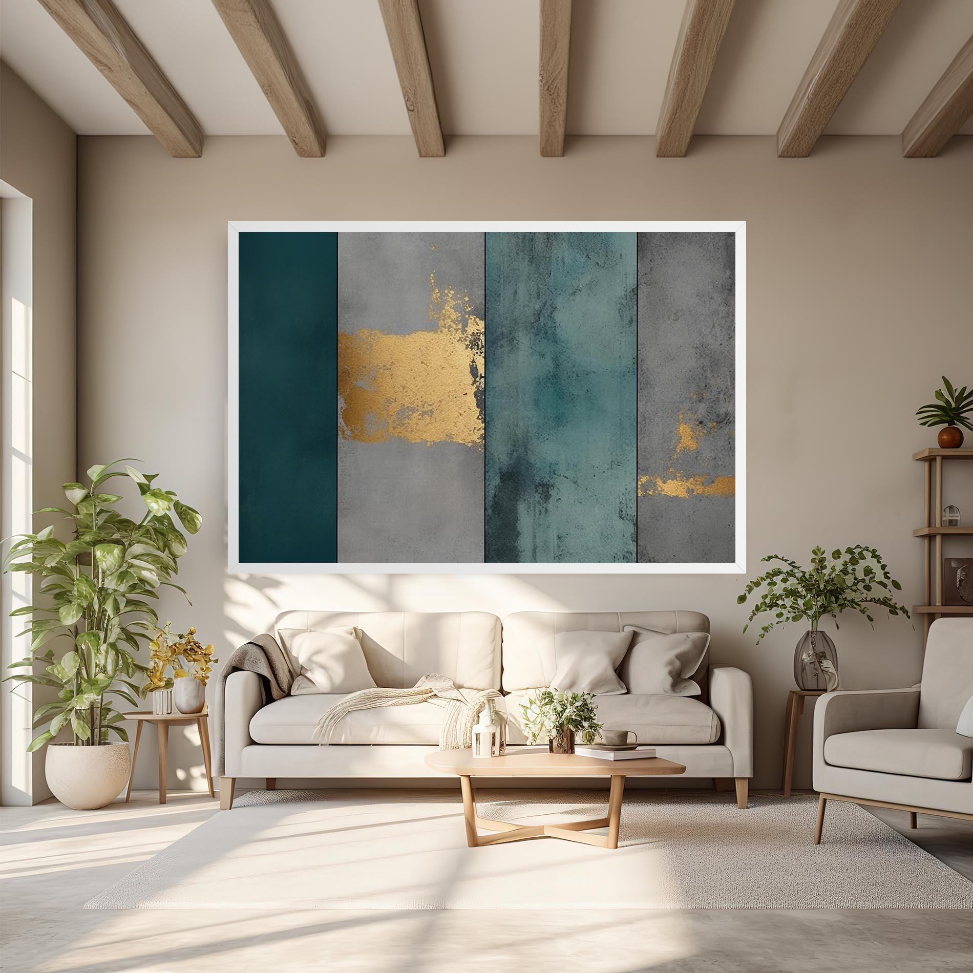 Tablou Canvas Green Colors With Gold mockup 6