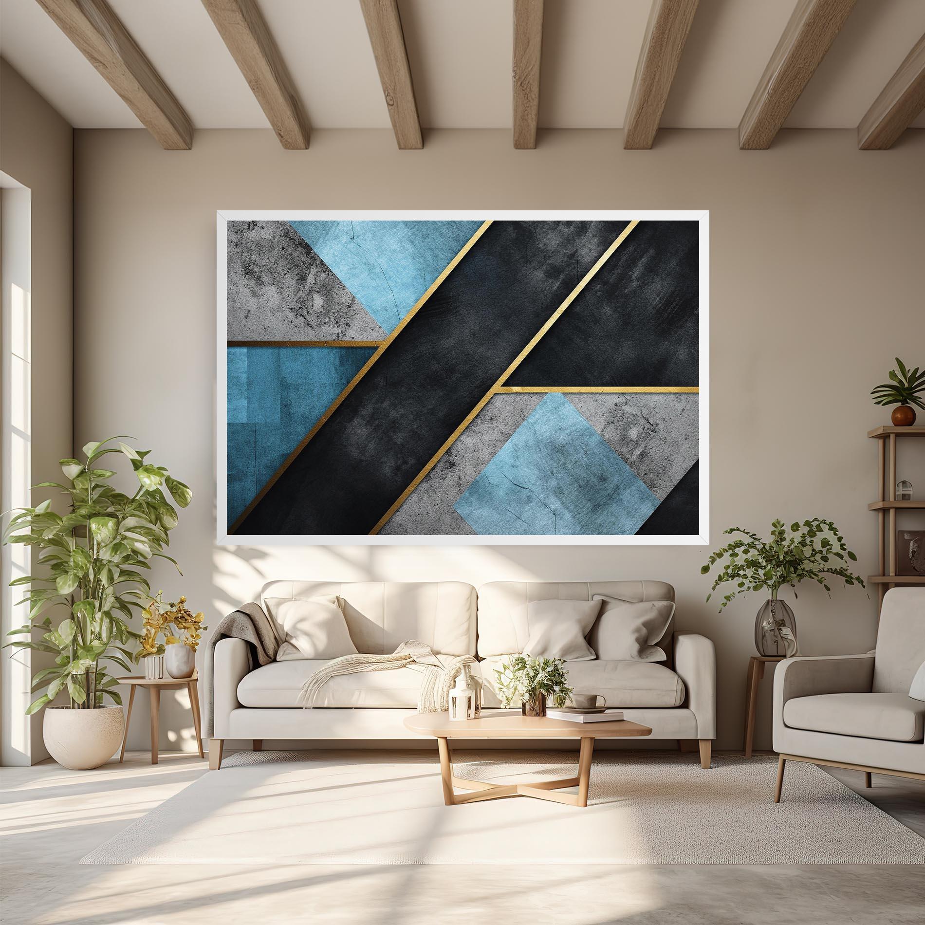 Tablou Canvas Grey With Blue Painting mockup 6