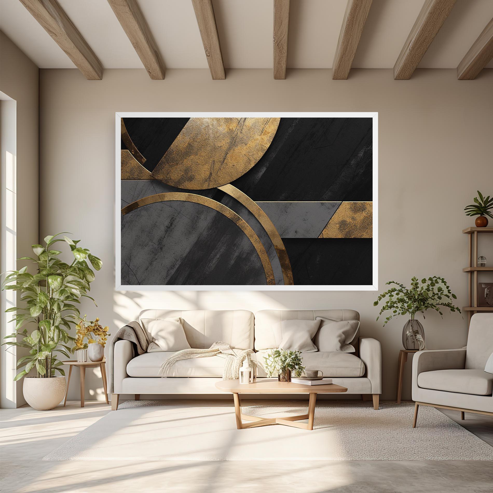 Tablou Canvas Grey With Gold Painting mockup 6