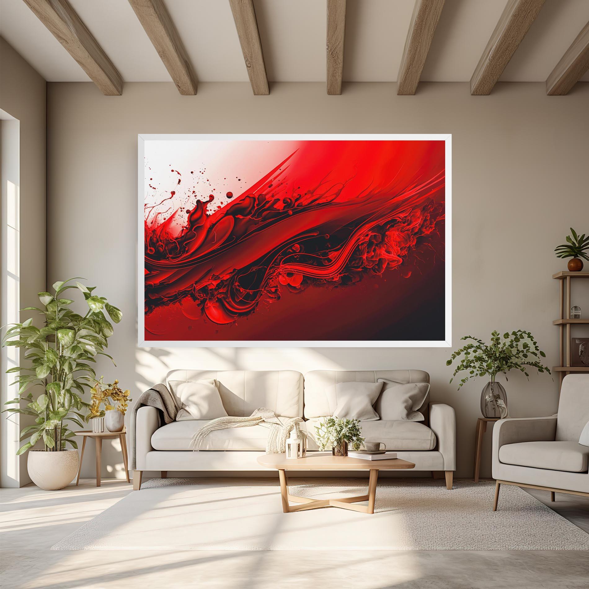 Tablou Canvas Smooth Red Color mockup 6