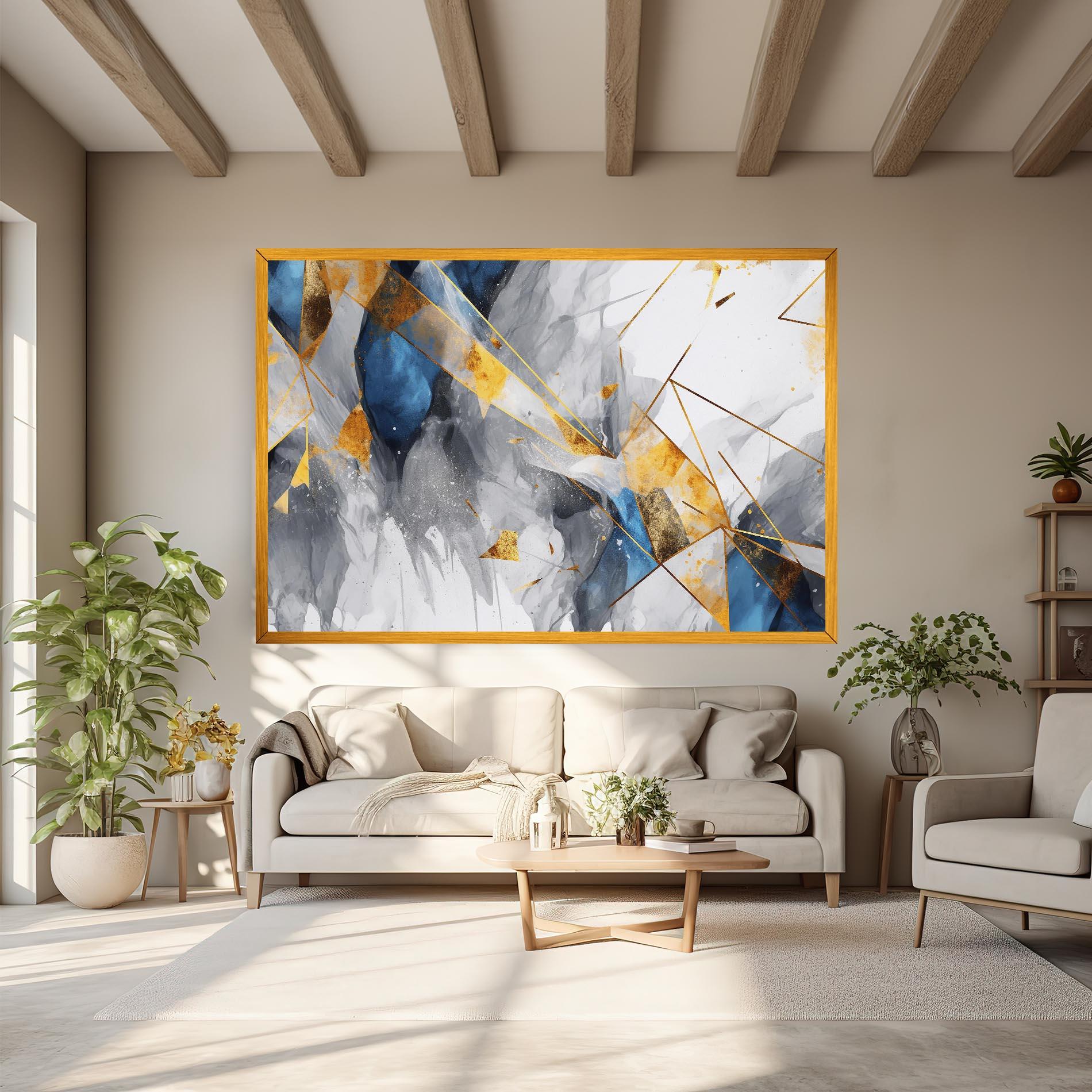 Tablou Canvas Abstract Gold Blue Pattern mockup 6