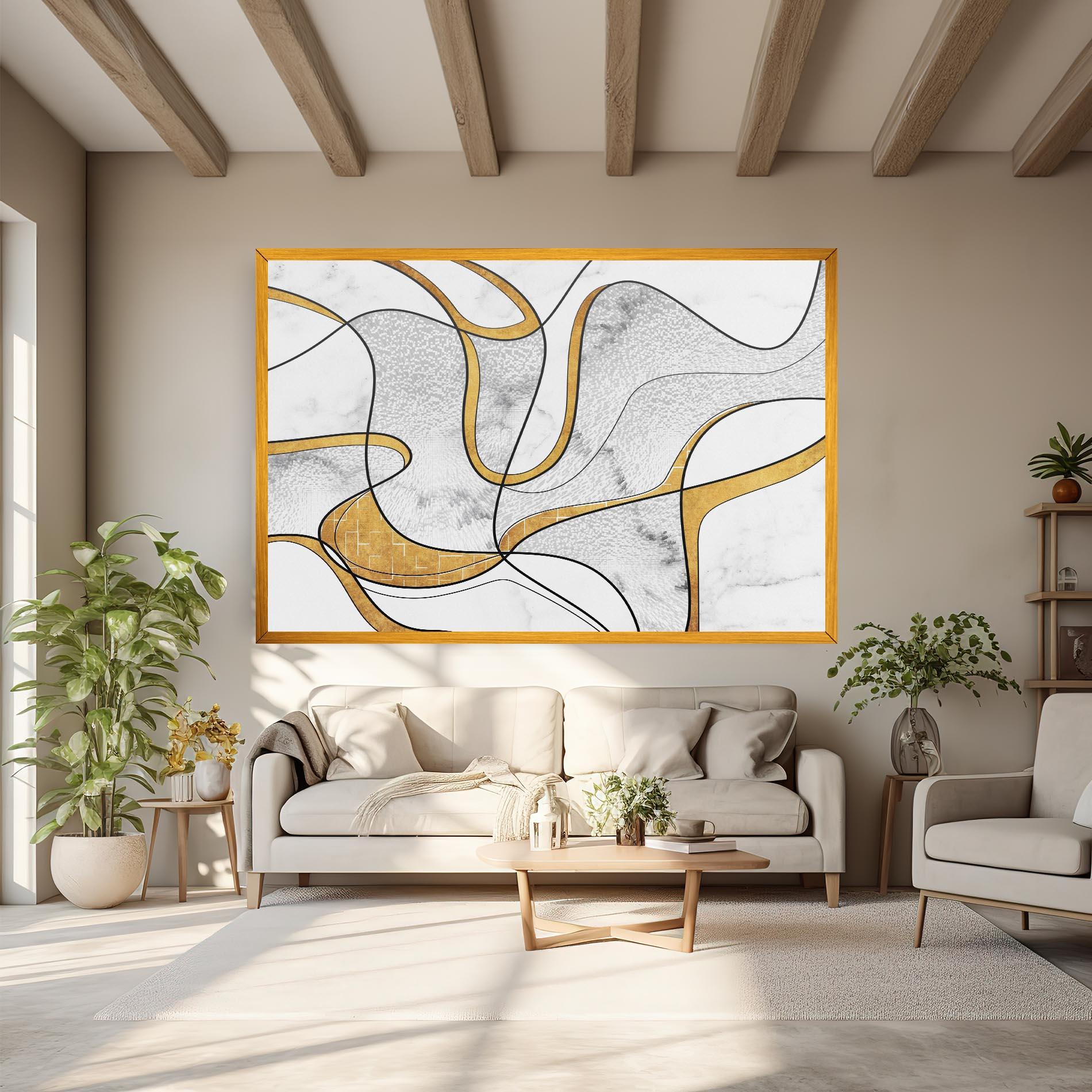 Tablou Canvas Abstract Gold Lines mockup 6