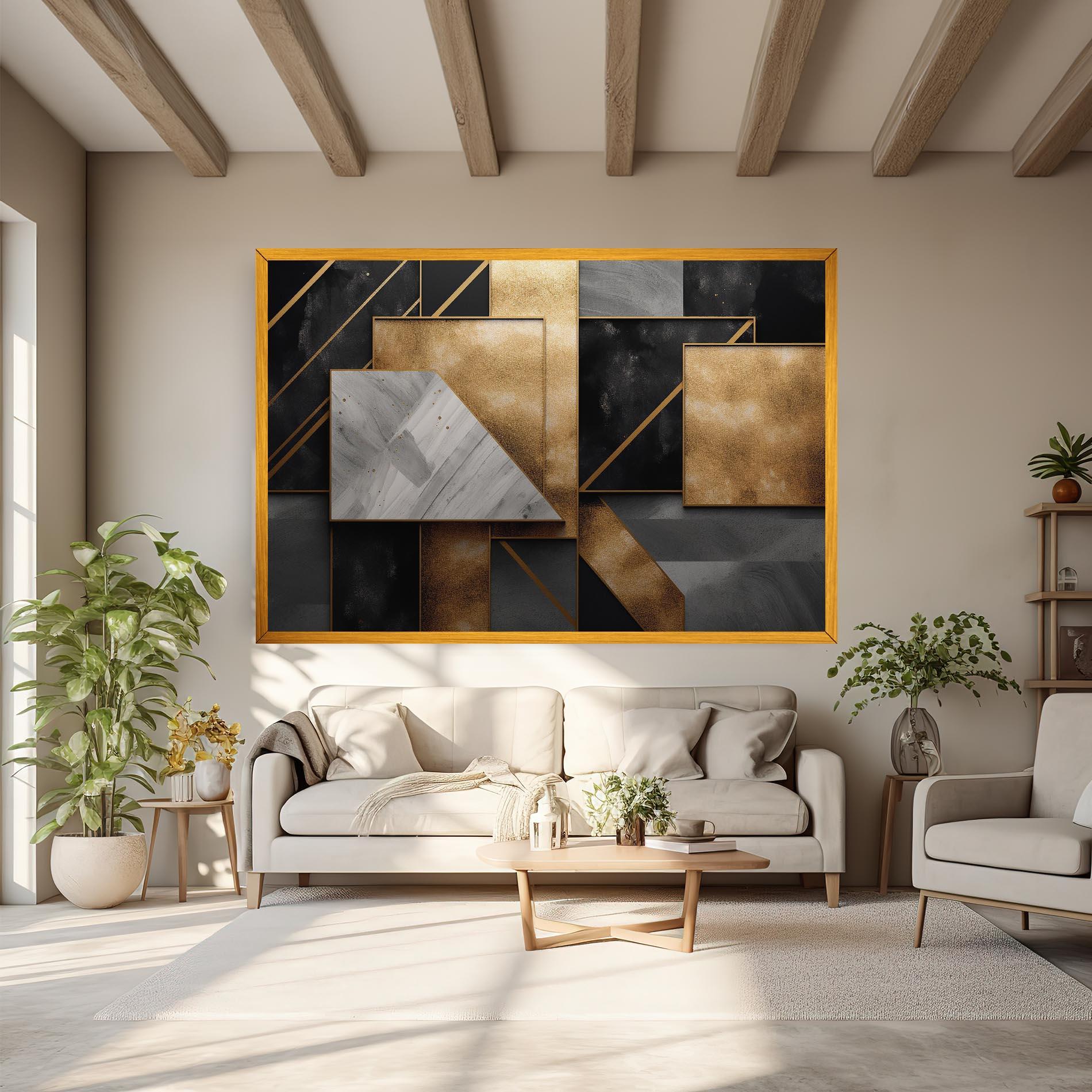 Tablou Canvas Abstract Gold Square mockup 6