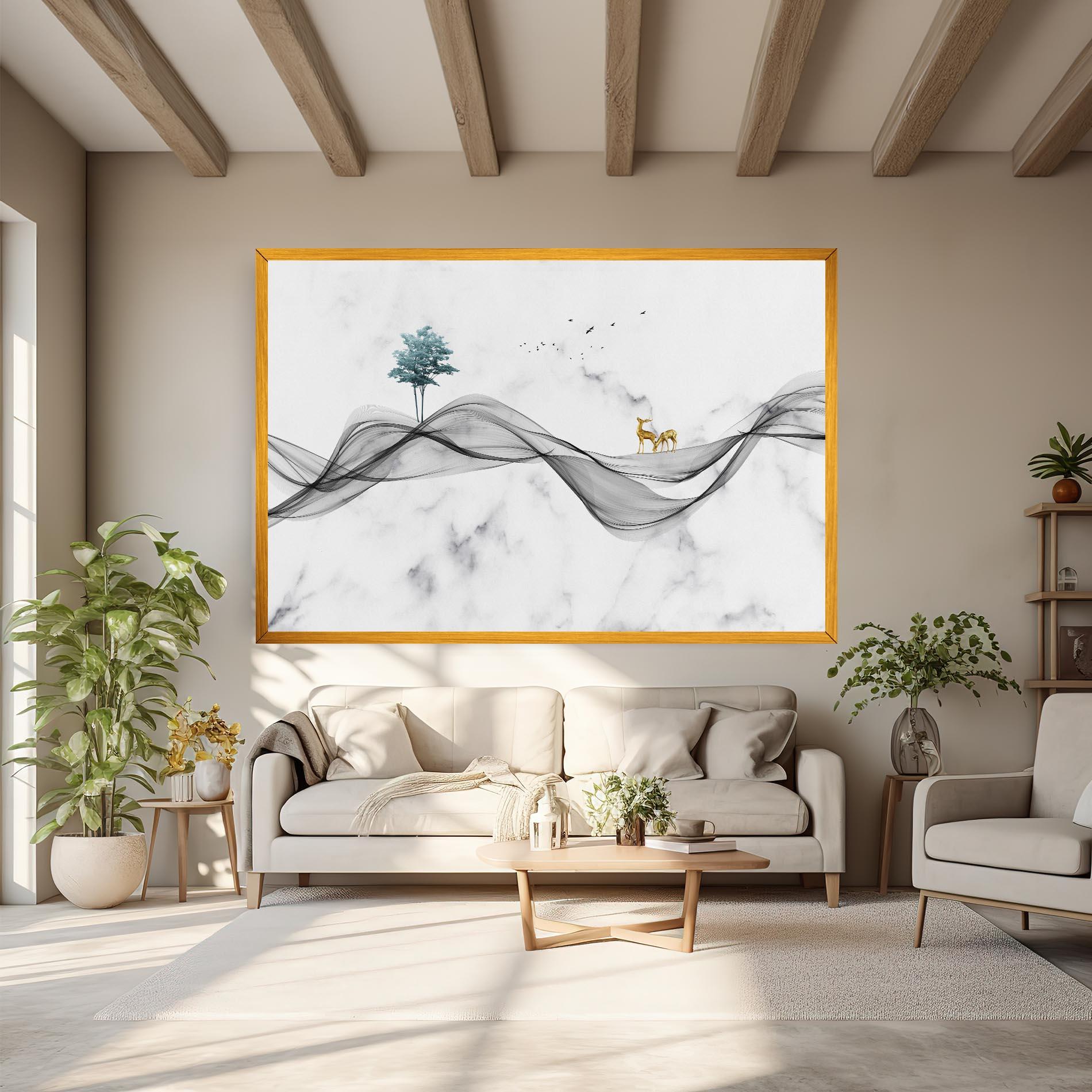 Tablou Canvas Abstract Golden Landscape 1 mockup 6