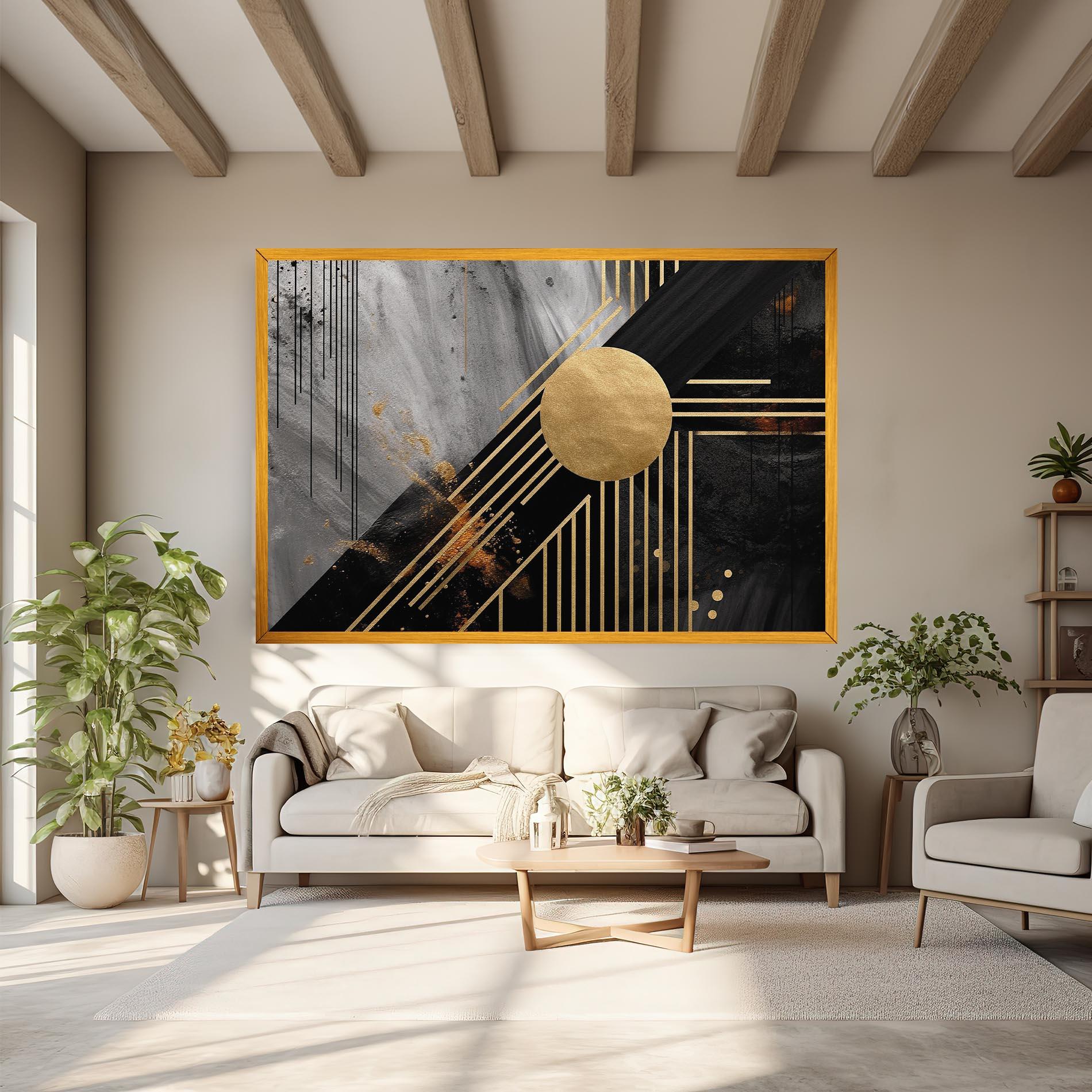 Tablou Canvas Gold Circle With Lines mockup 6