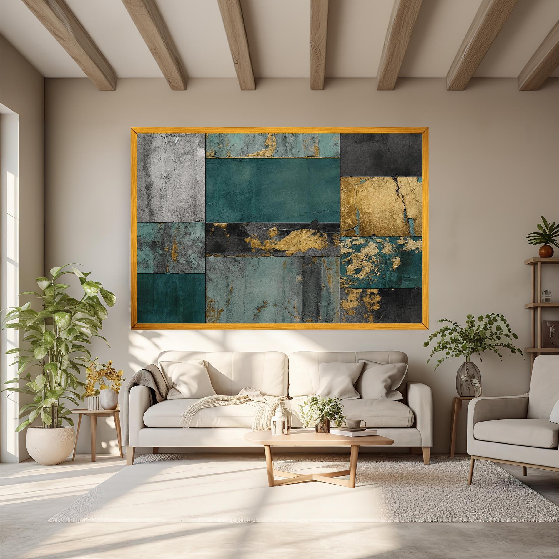 Tablou Canvas Golden Green Painting mockup 6