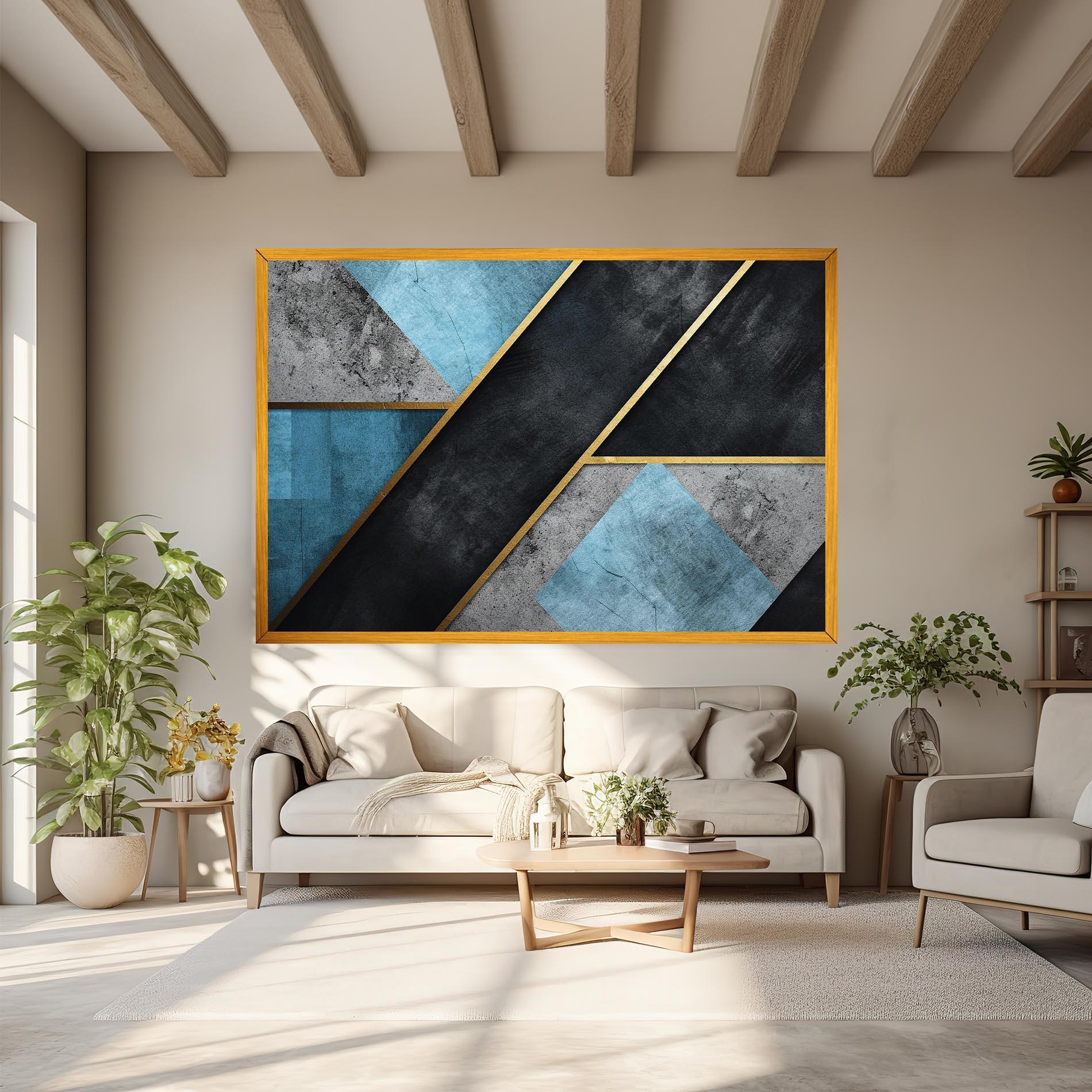 Tablou Canvas Grey With Blue Painting mockup 6