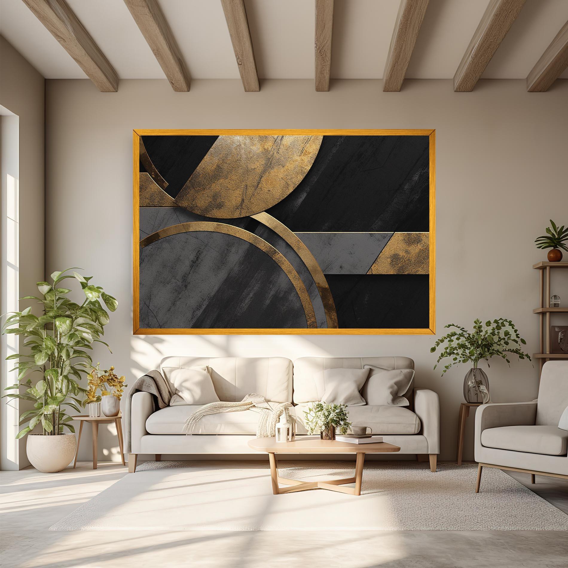 Tablou Canvas Grey With Gold Painting mockup 6