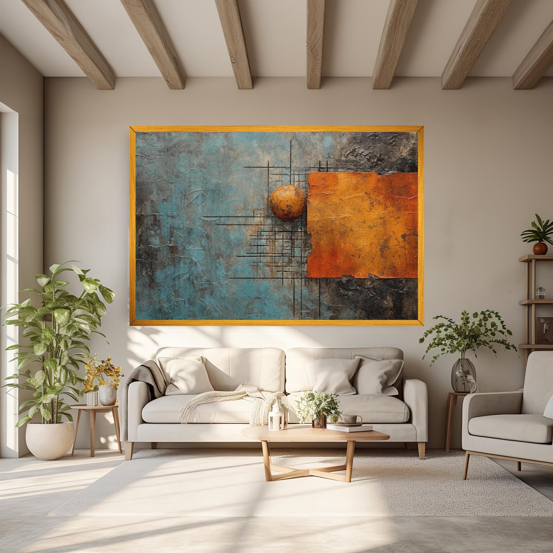 Tablou Canvas Orange Square Painting mockup 6