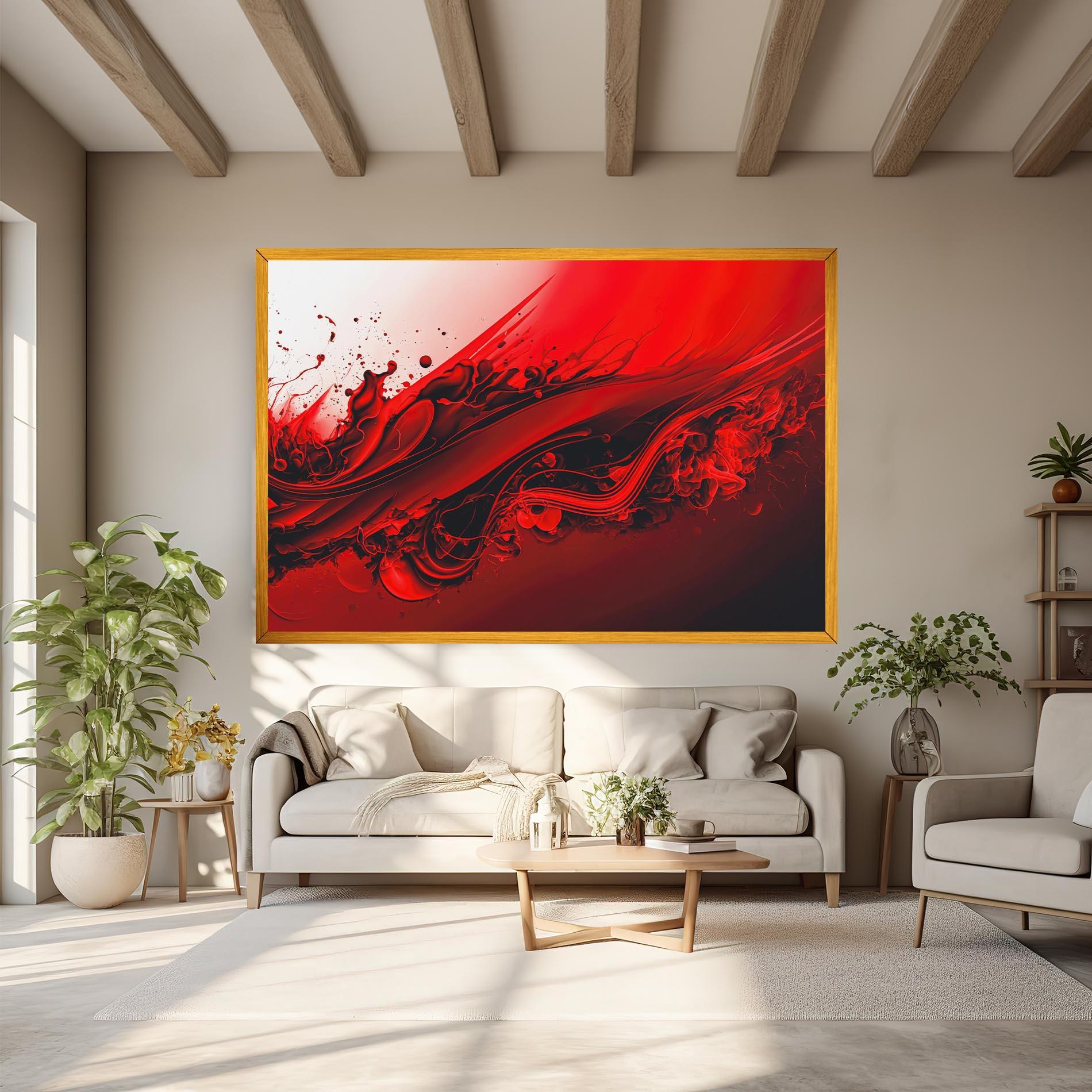 Tablou Canvas Smooth Red Color mockup 6