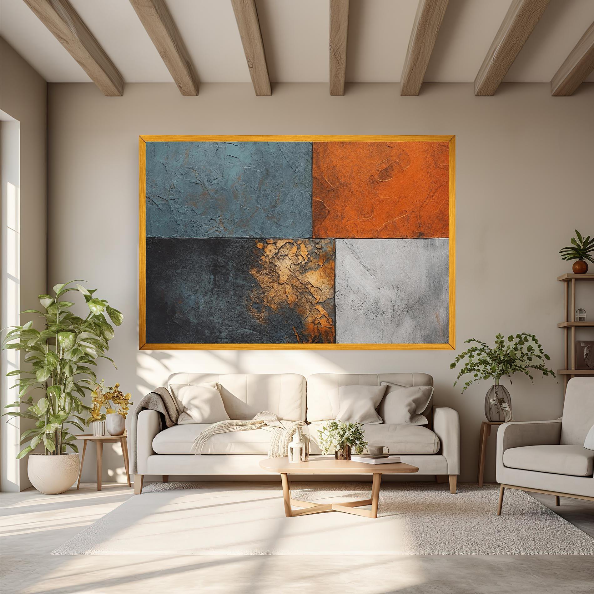 Tablou Canvas White Square With Gold mockup 6