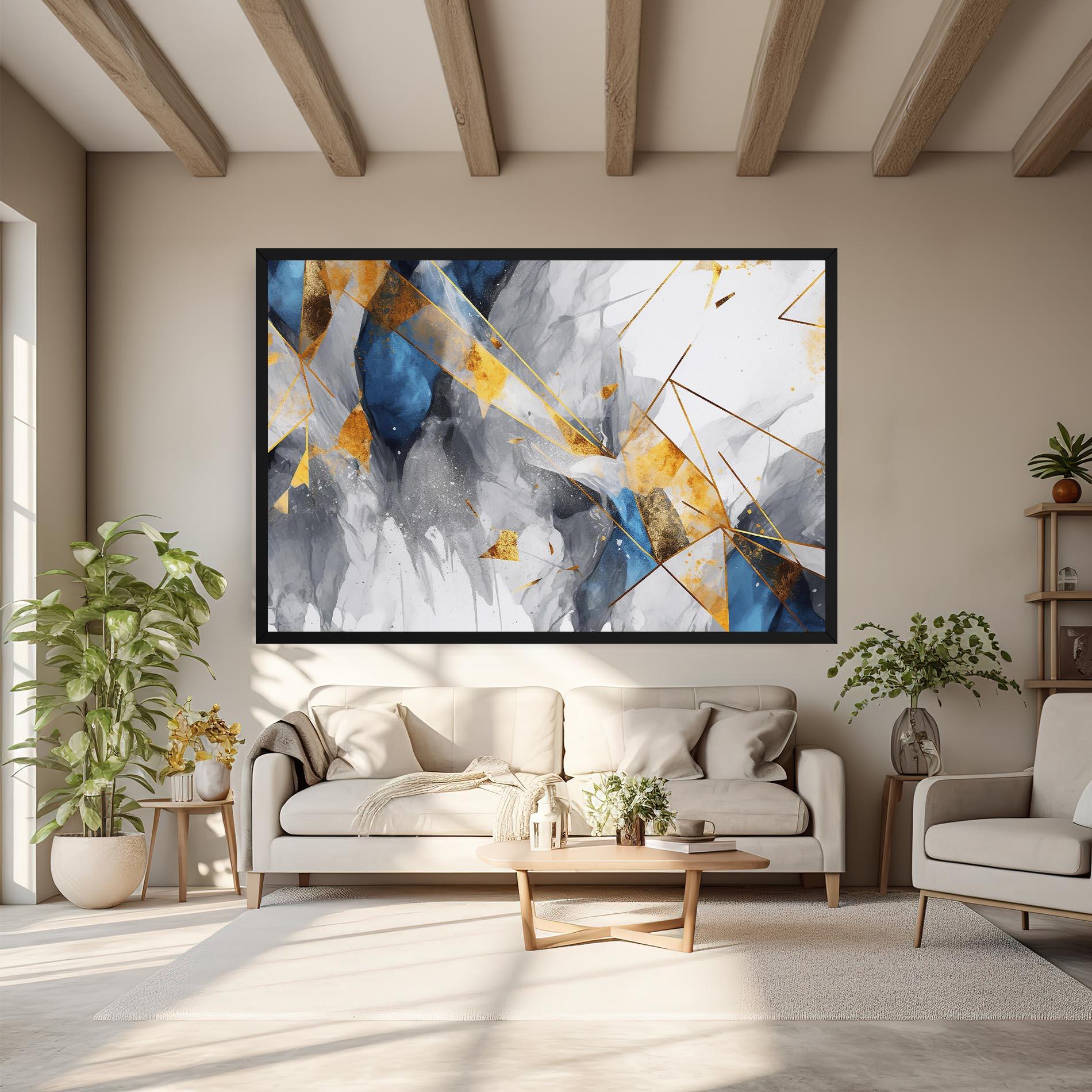 Tablou Canvas Abstract Gold Blue Pattern mockup 6