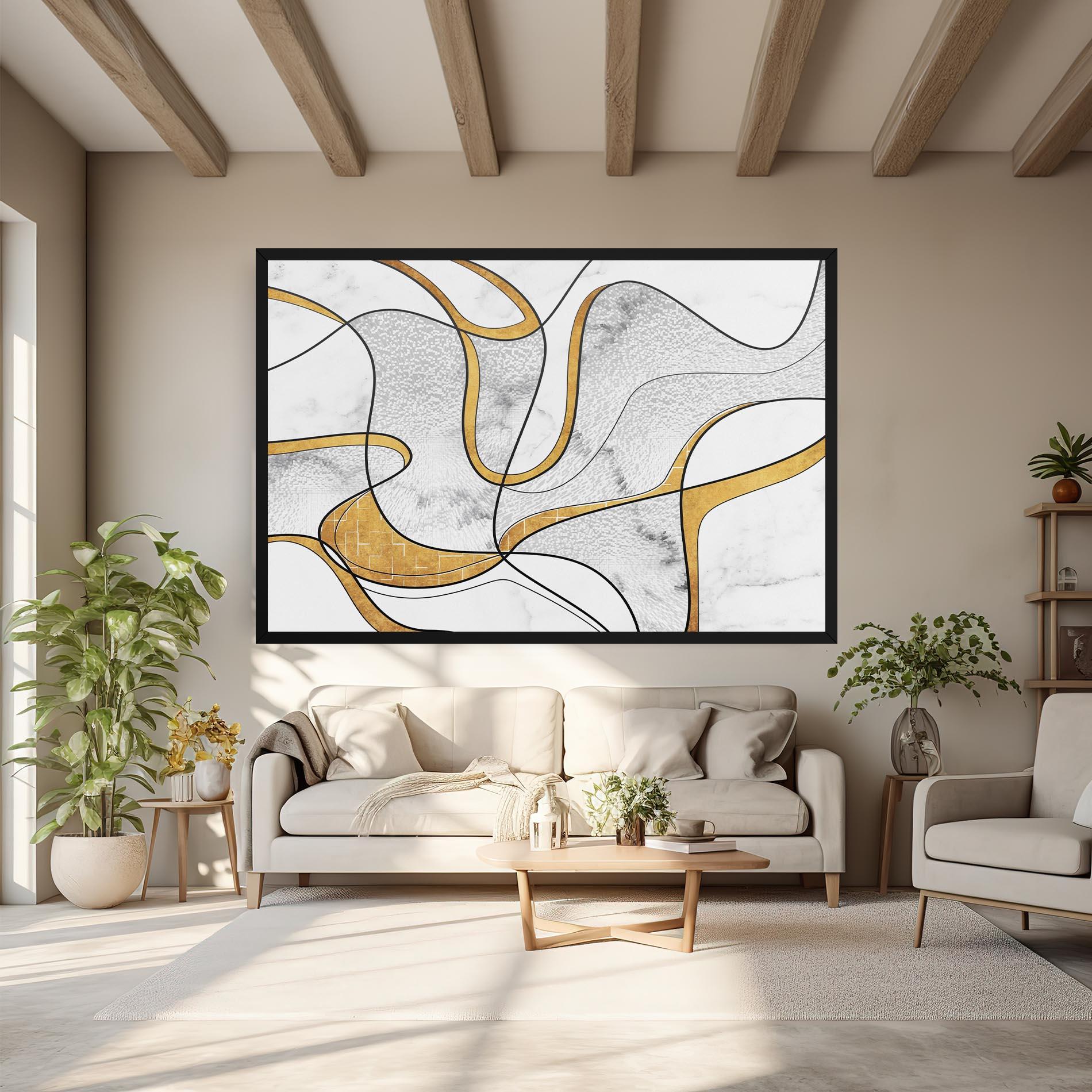 Tablou Canvas Abstract Gold Lines mockup 6