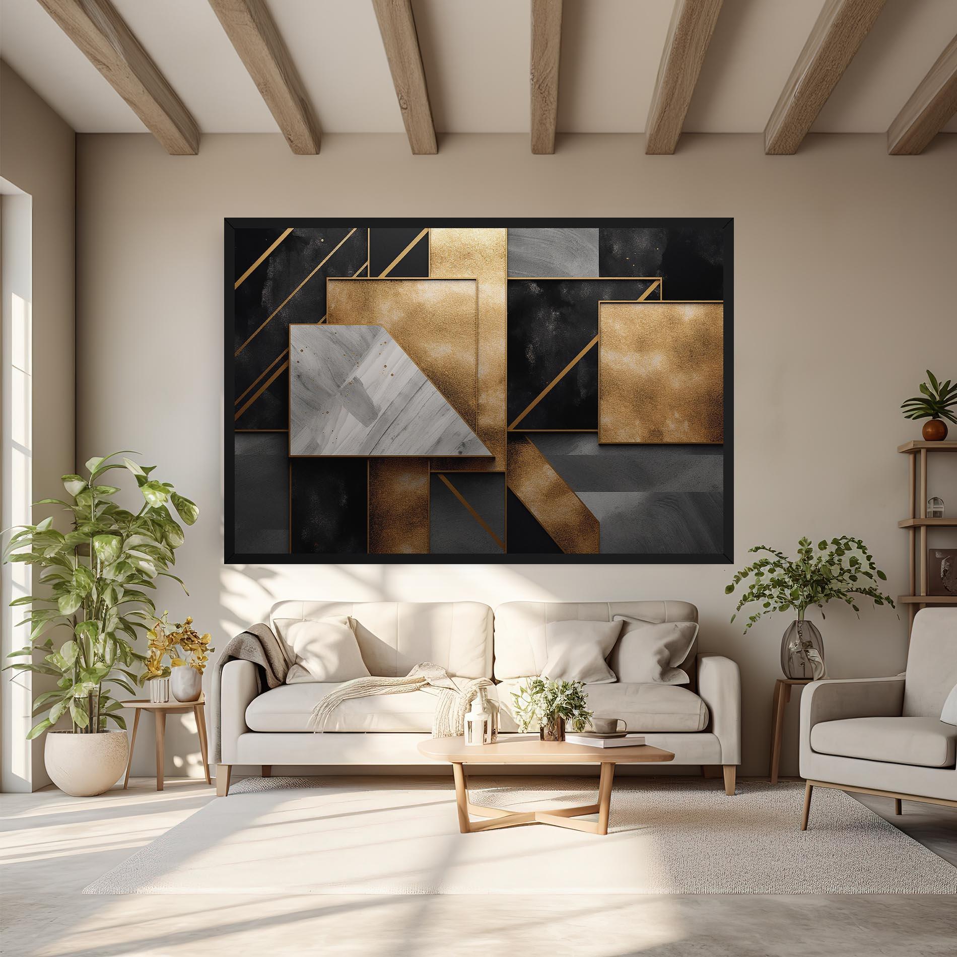 Tablou Canvas Abstract Gold Square mockup 6