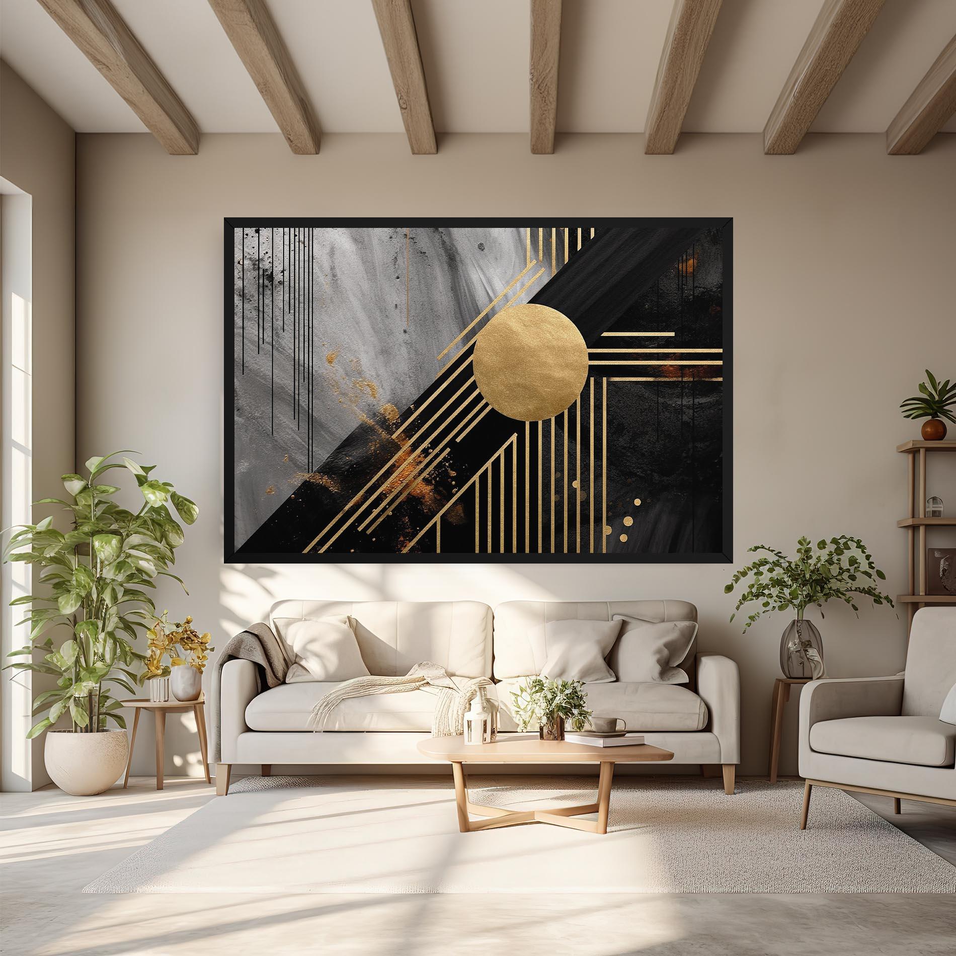 Tablou Canvas Gold Circle With Lines mockup 6