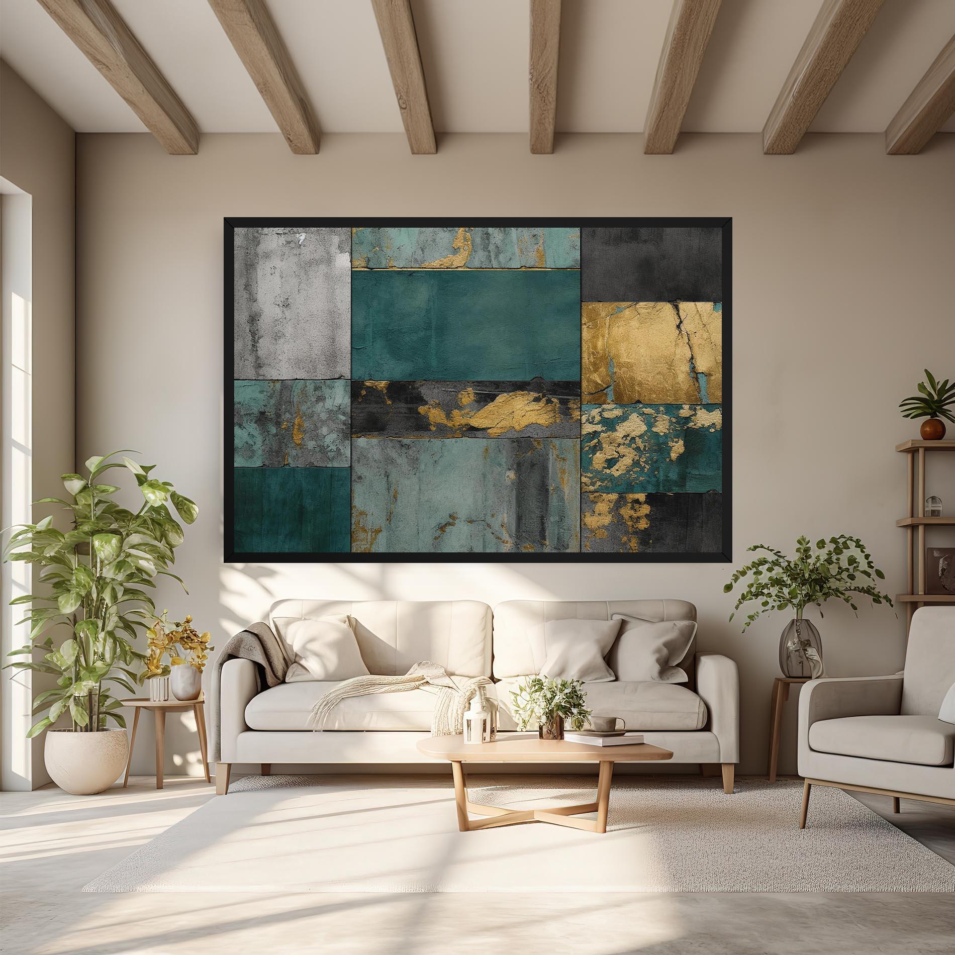 Tablou Canvas Golden Green Painting mockup 6