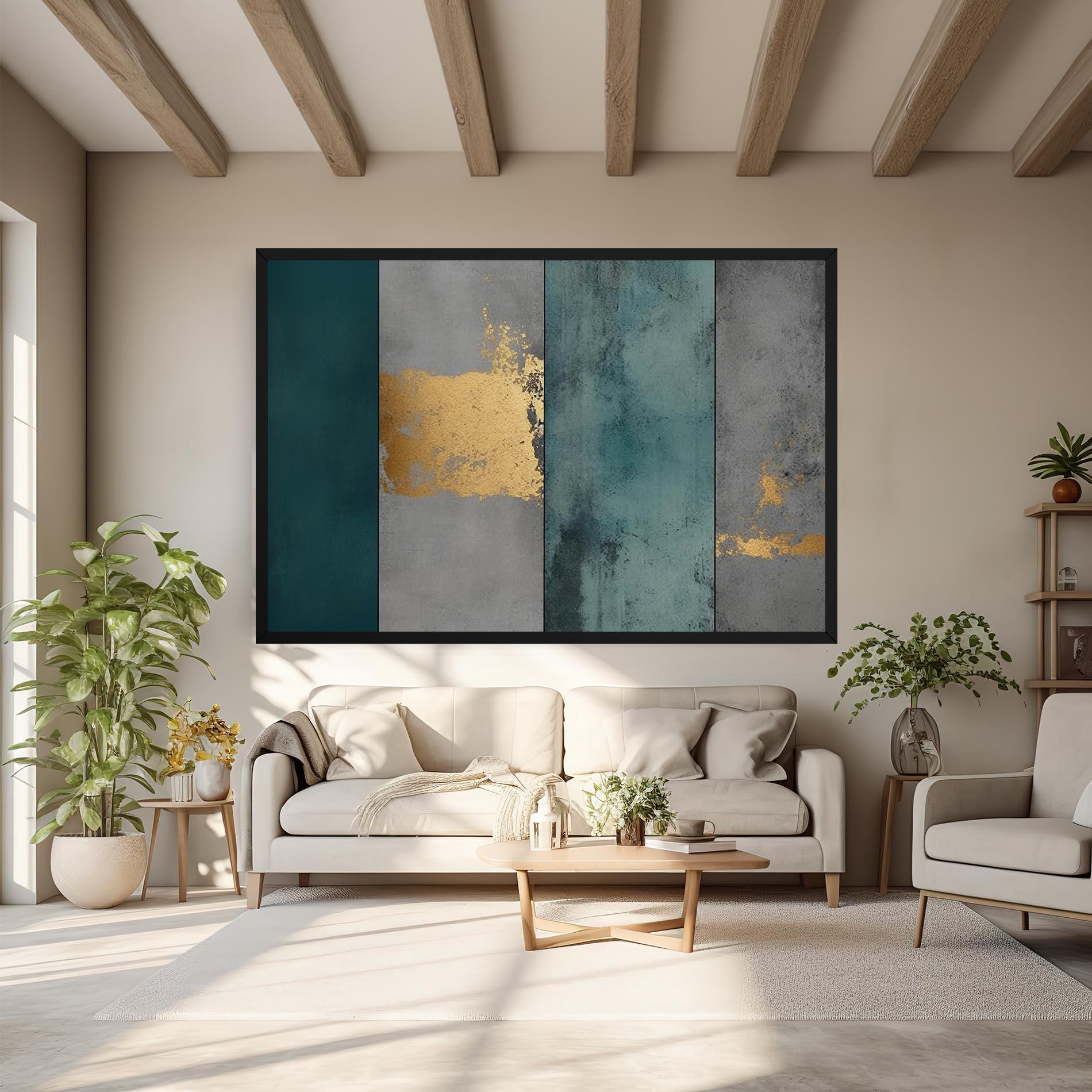 Tablou Canvas Green Colors With Gold mockup 6