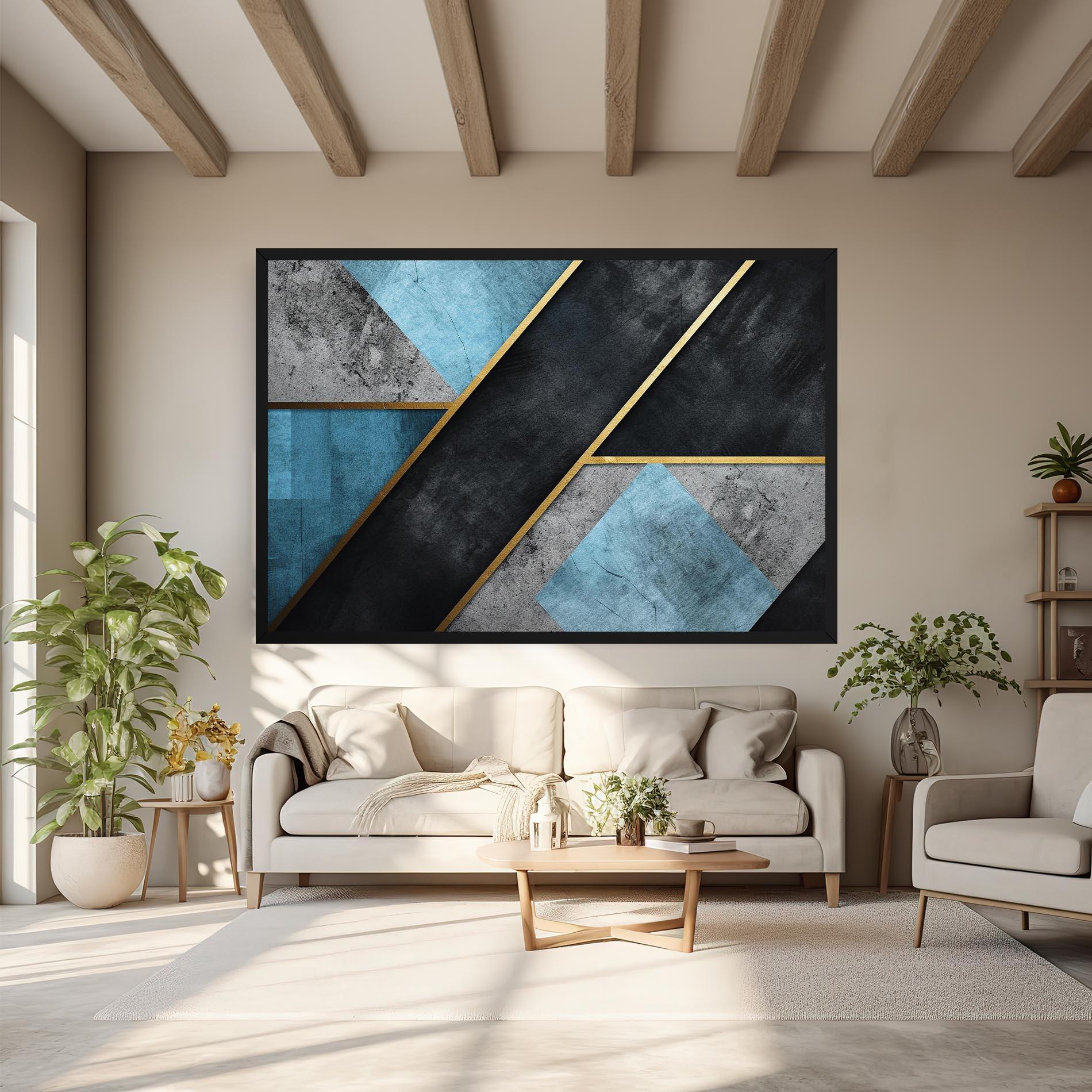 Tablou Canvas Grey With Blue Painting mockup 6