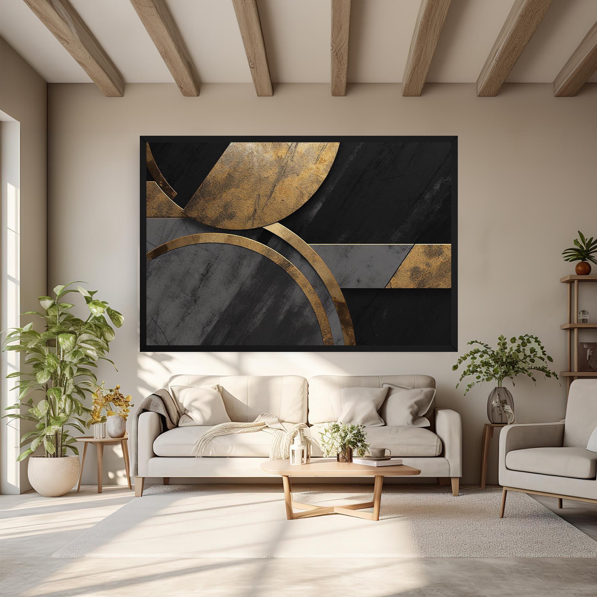 Tablou Canvas Grey With Gold Painting mockup 6
