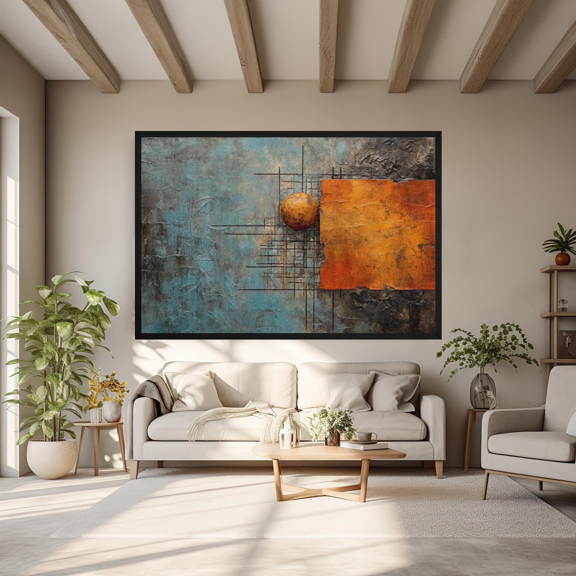 Tablou Canvas Orange Square Painting mockup 6