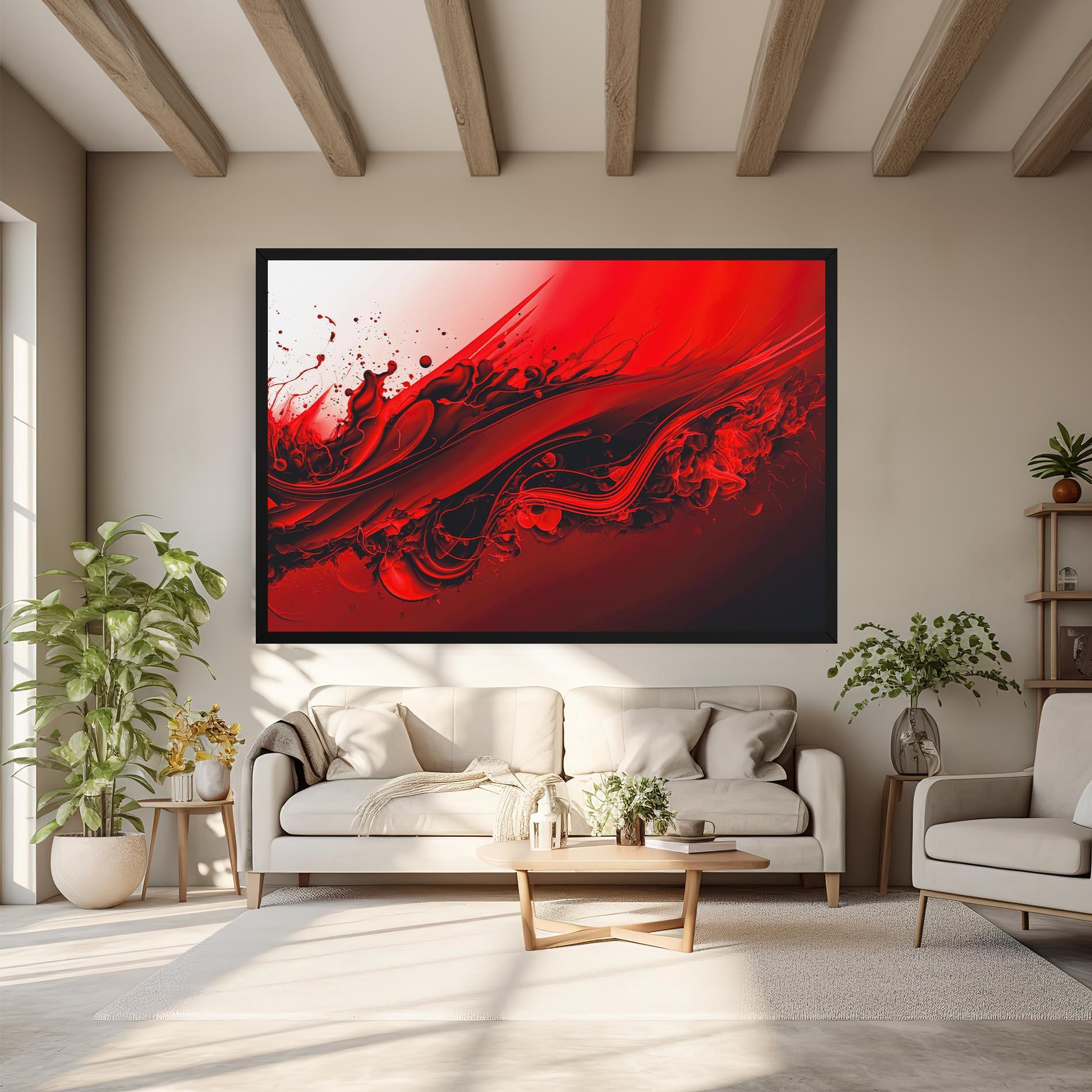 Tablou Canvas Smooth Red Color mockup 6