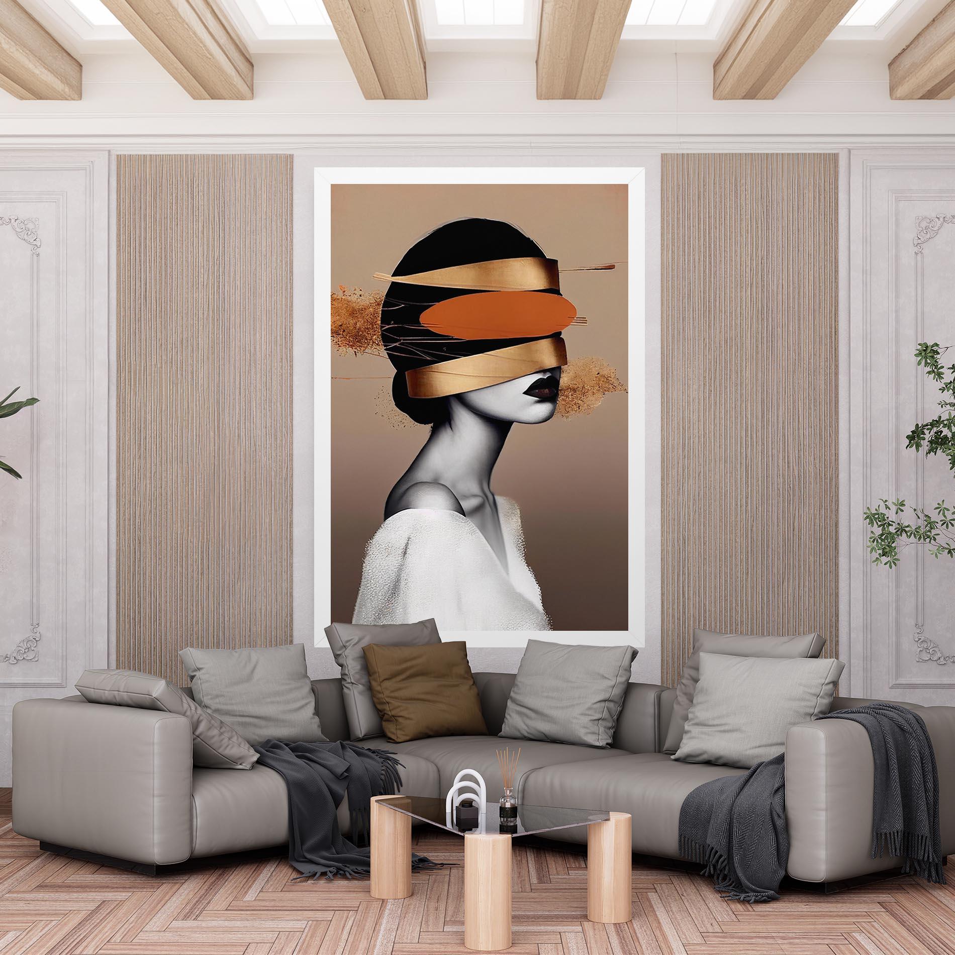 Tablou Canvas Woman With Gold Lines mockup 6