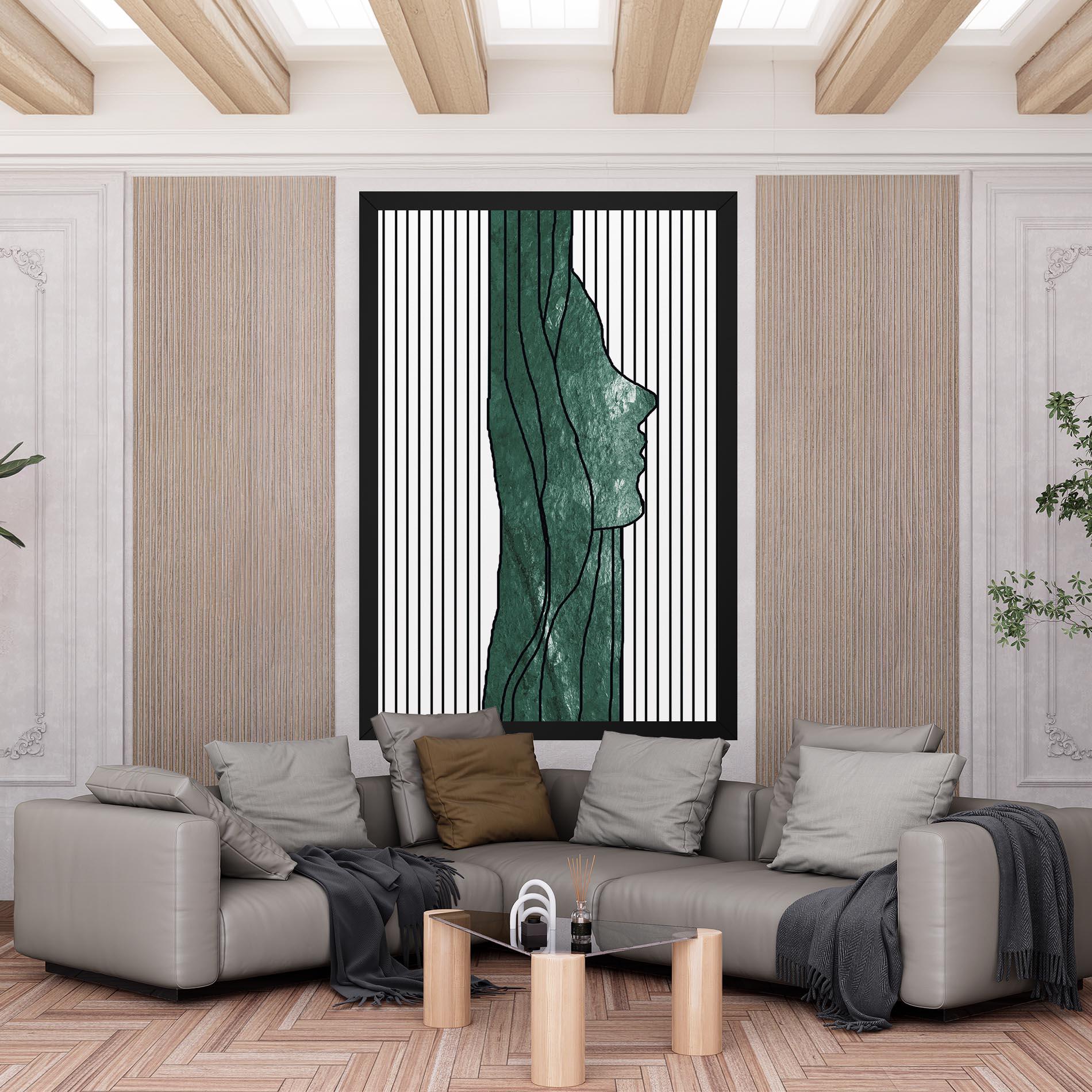Tablou Canvas Abstract Green Face mockup 6