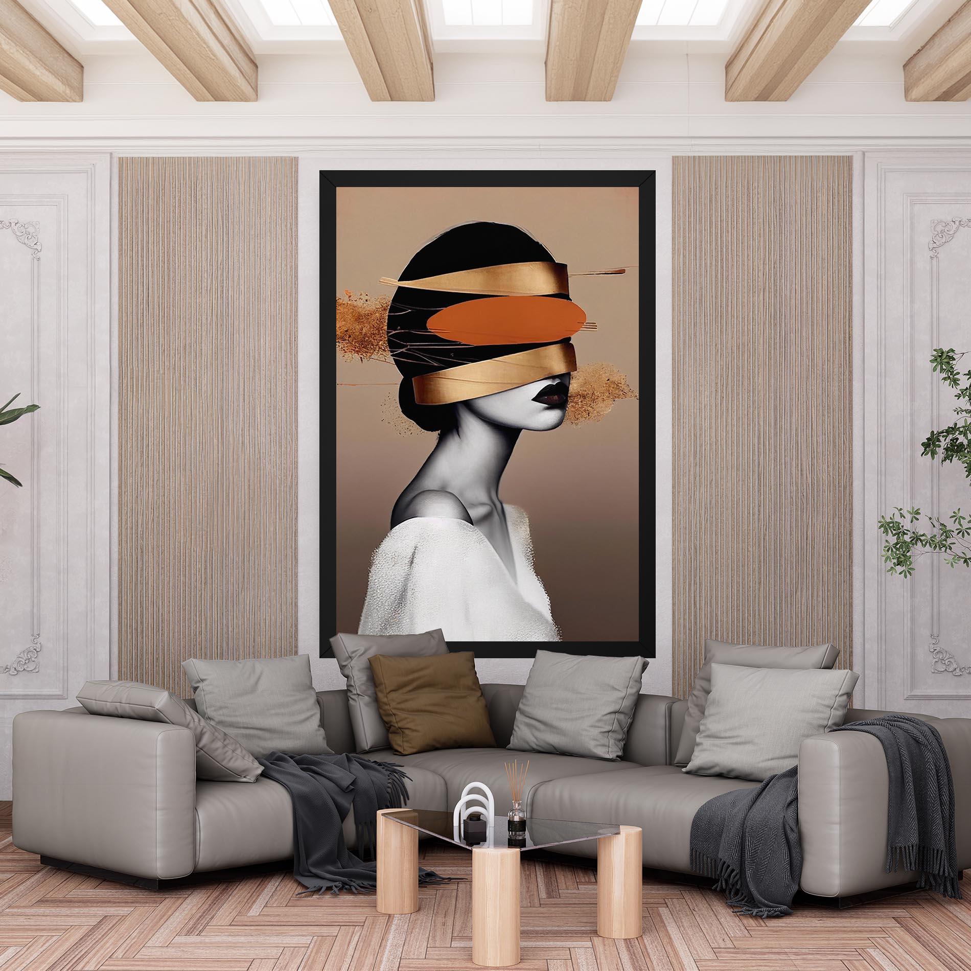 Tablou Canvas Woman With Gold Lines mockup 6