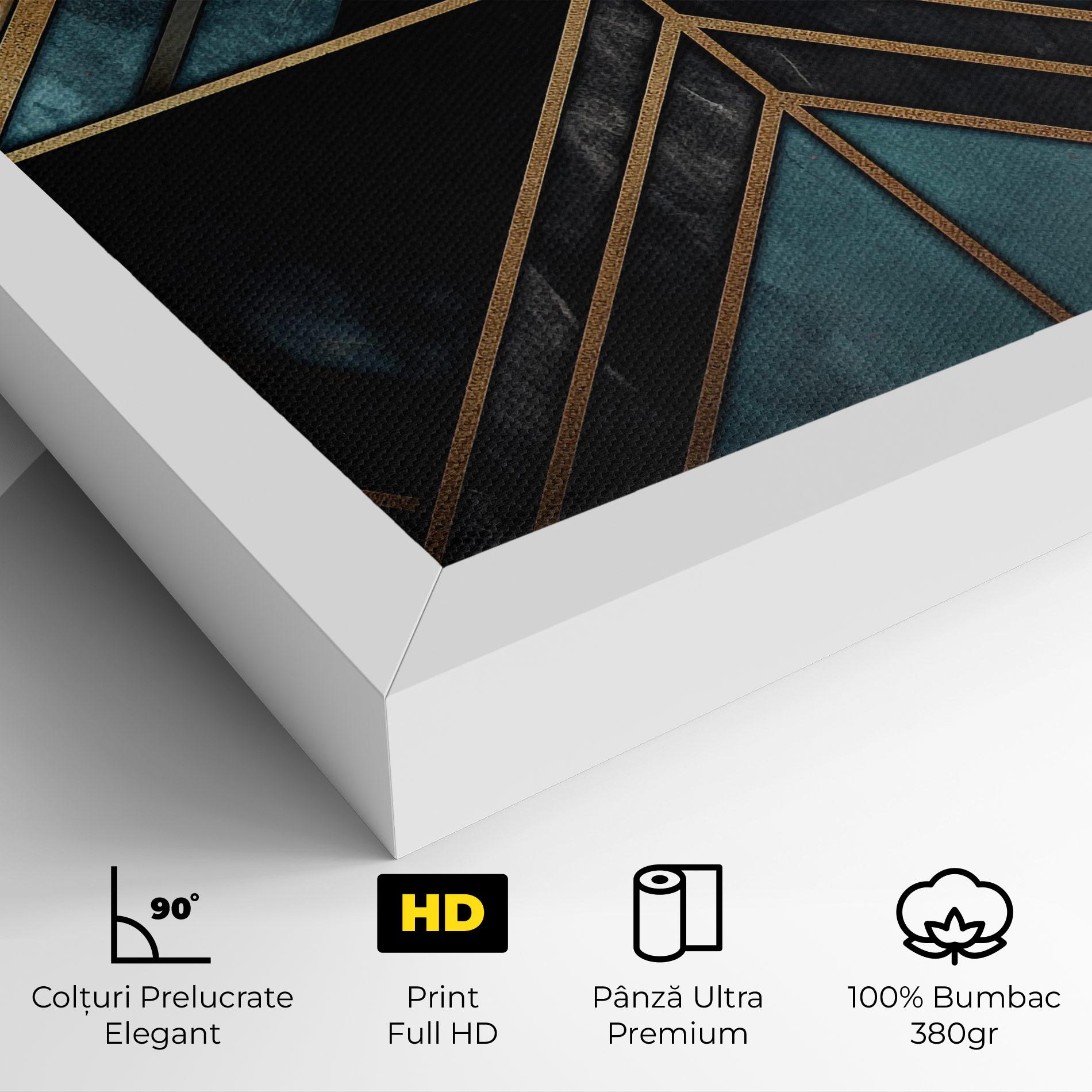 Tablou Canvas Gold Lines On Blue Painting mockup 4