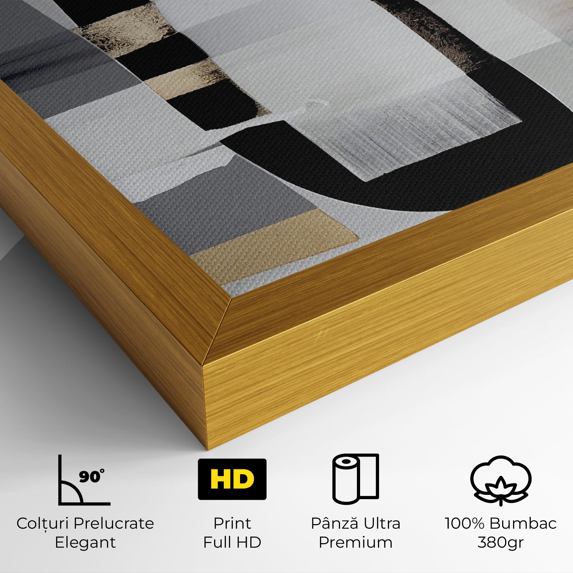 Tablou Canvas Abstract Gold Painting With Black mockup 4