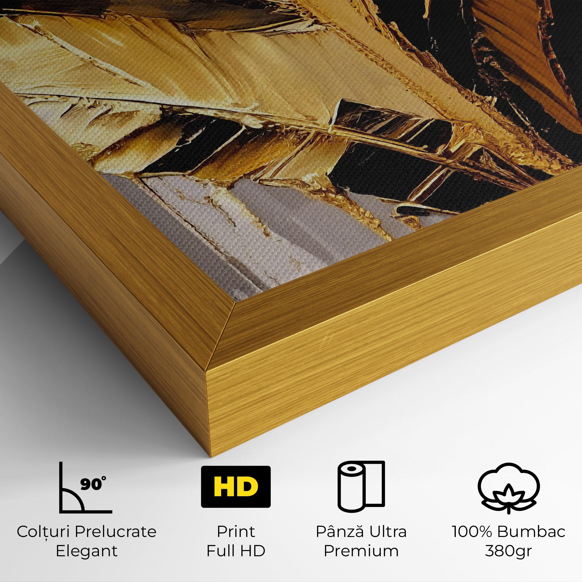 Tablou Canvas Balck With Gold Leafs mockup 4