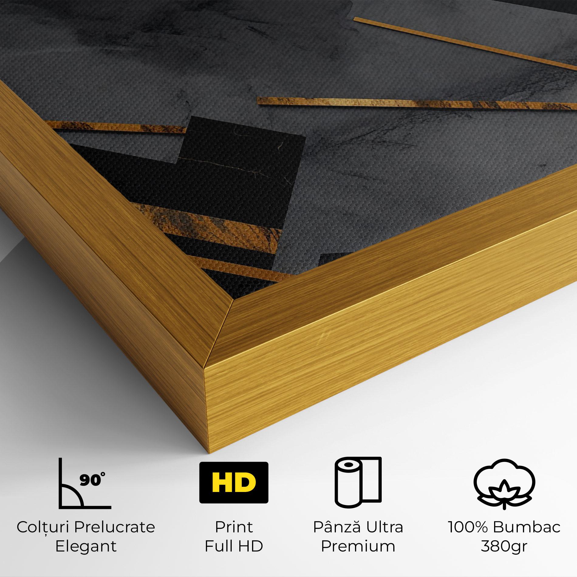 Tablou Canvas Grey Painting With Gold Lines mockup 4