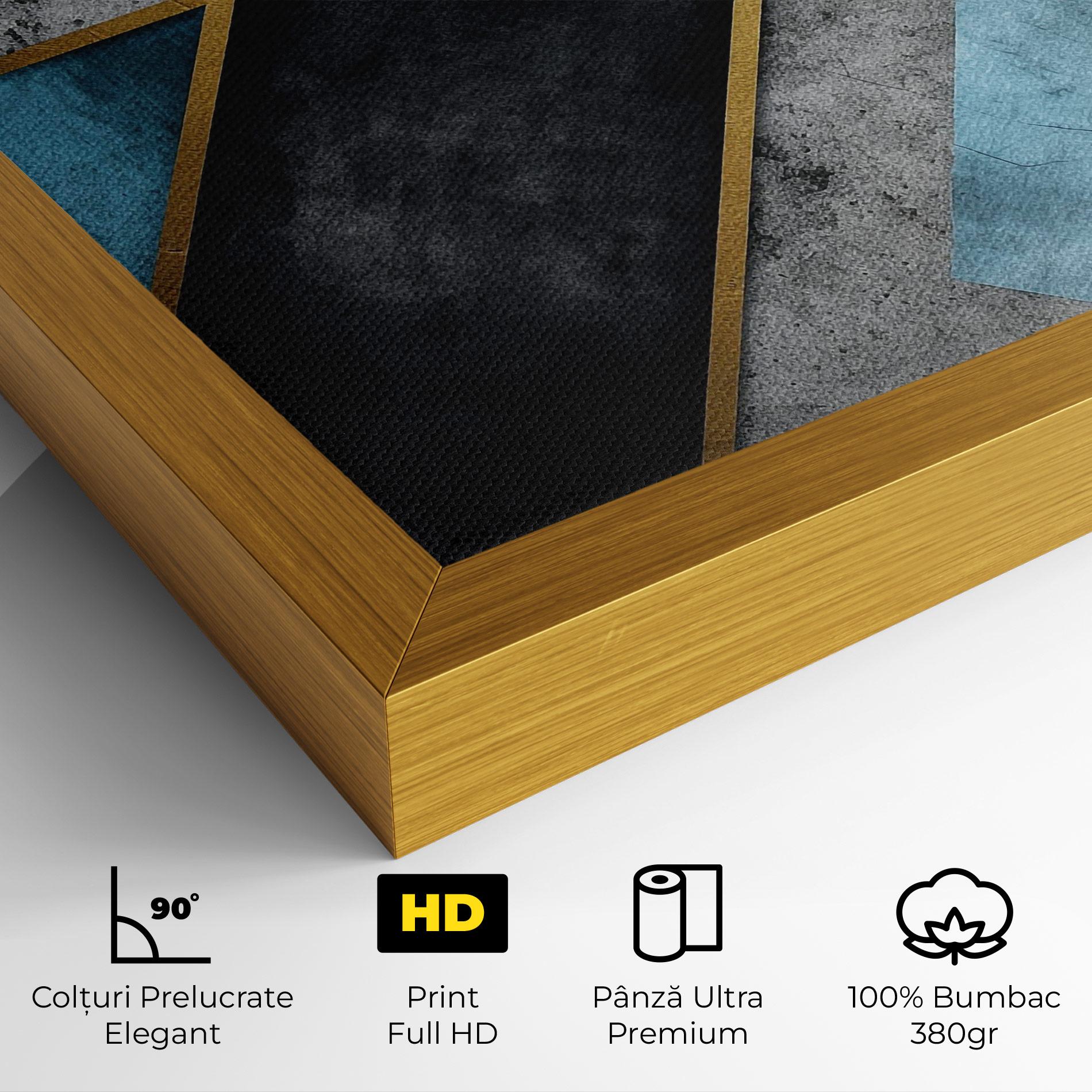 Tablou Canvas Grey With Blue Painting mockup 4