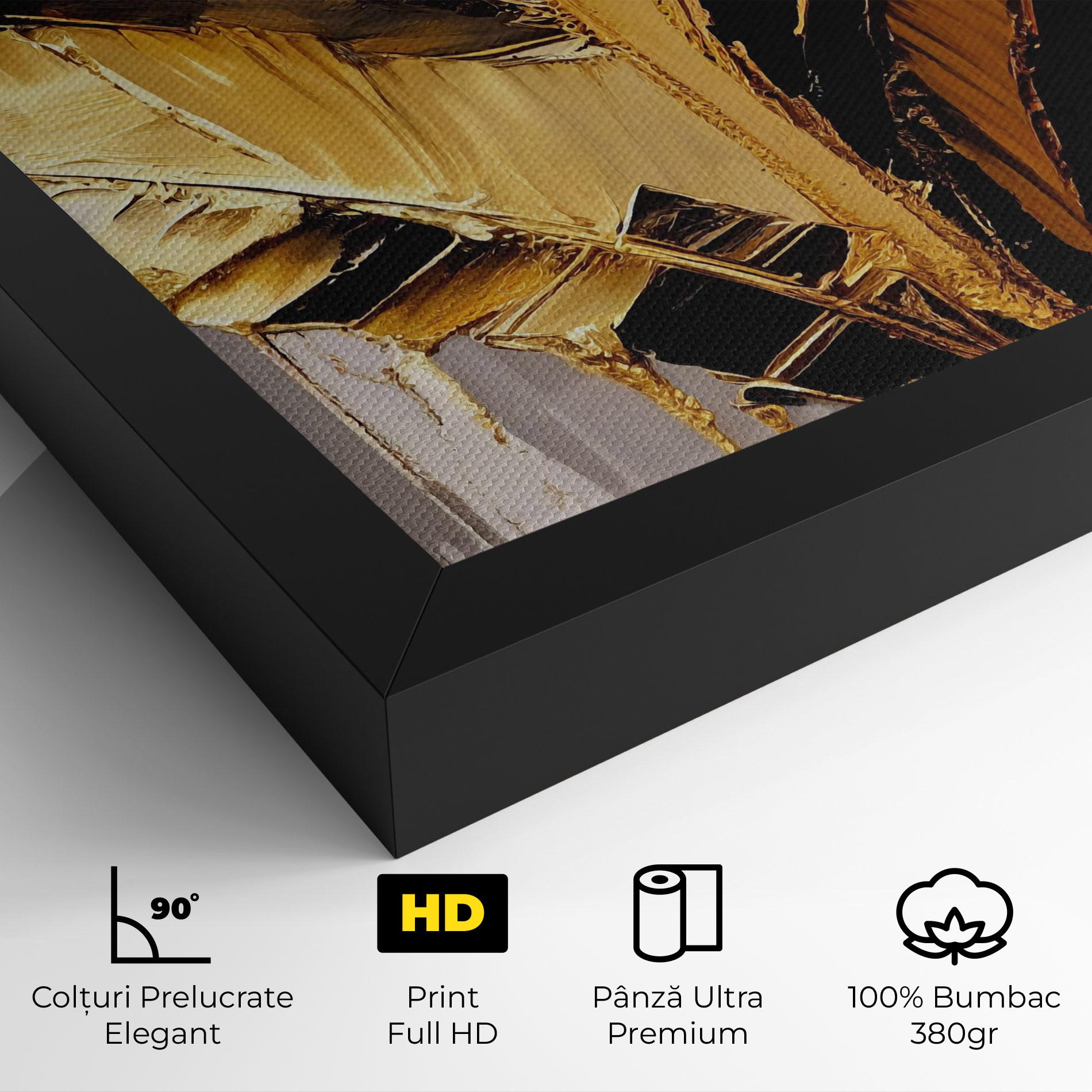 Tablou Canvas Balck With Gold Leafs mockup 4