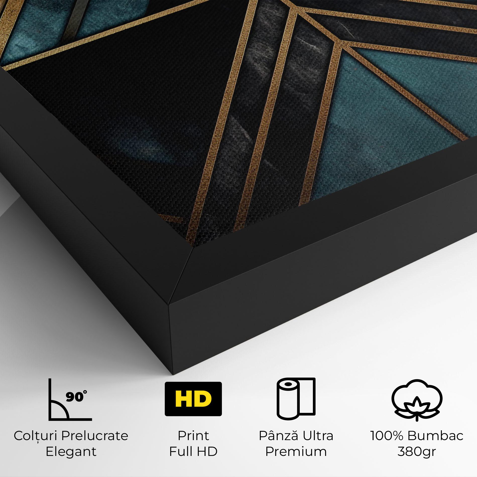 Tablou Canvas Gold Lines On Blue Painting mockup 4