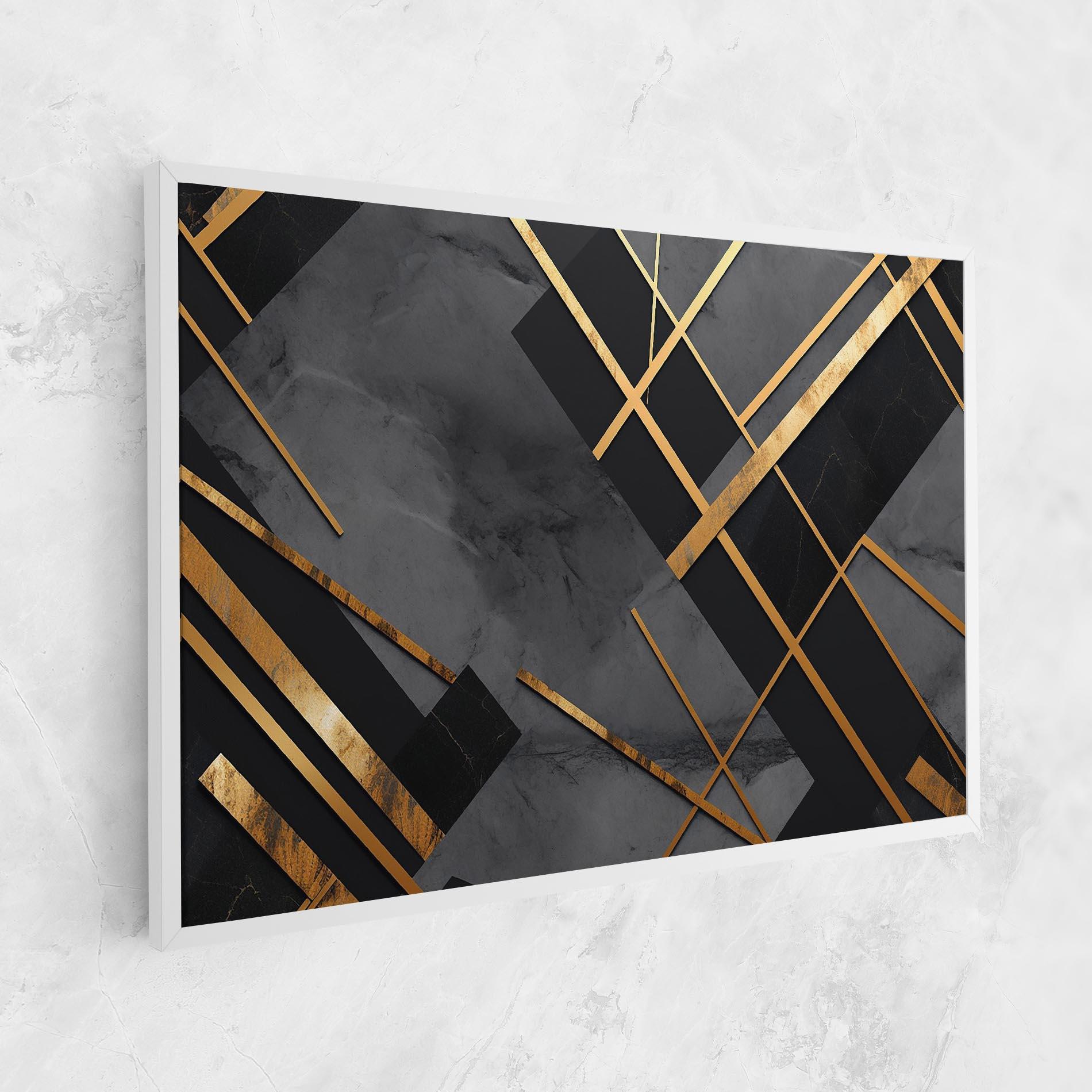 Tablou Canvas Grey Painting With Gold Lines mockup 1
