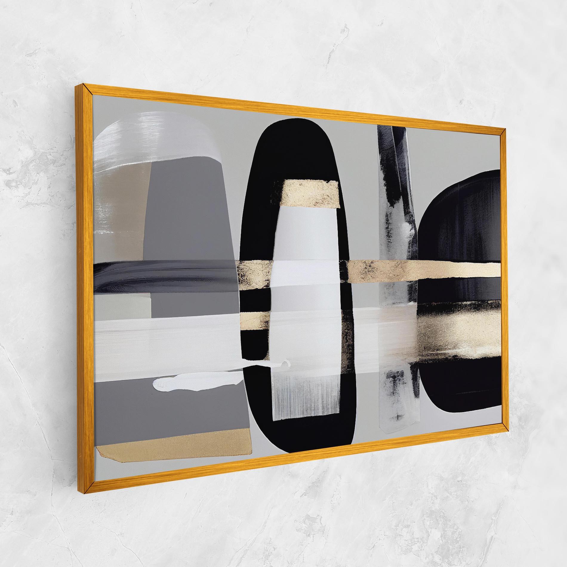 Tablou Canvas Abstract Gold Painting With Black mockup 1