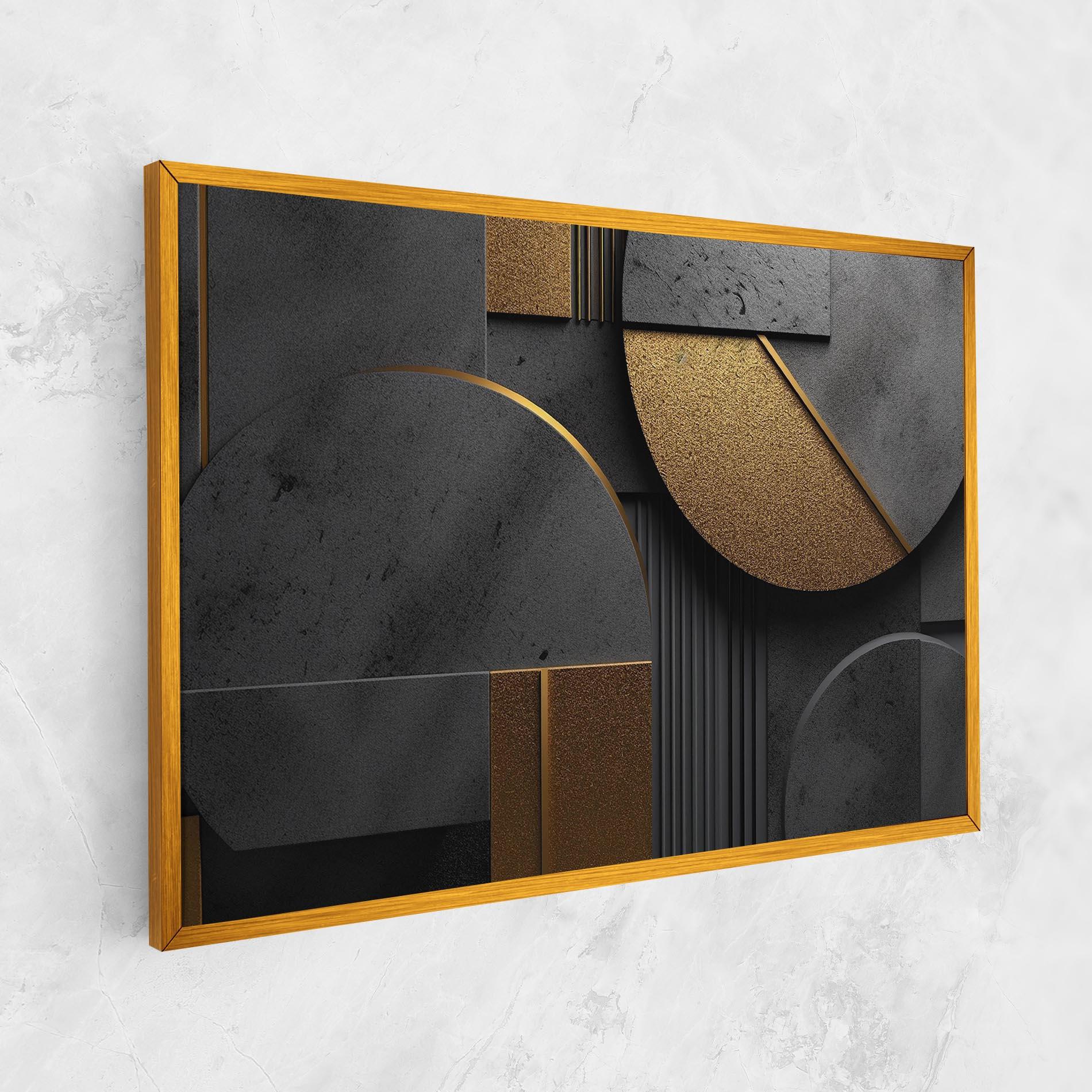 Tablou Canvas Gold With Grey Circle mockup 1