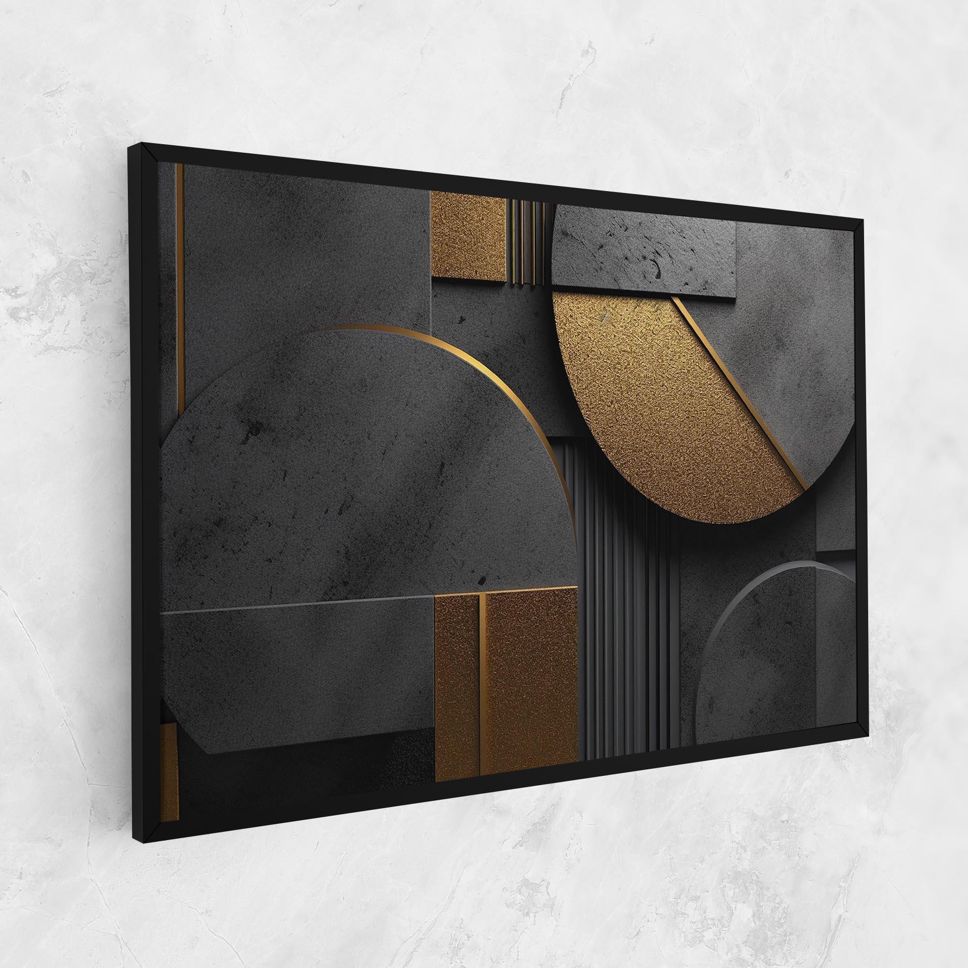 Tablou Canvas Gold With Grey Circle mockup 1